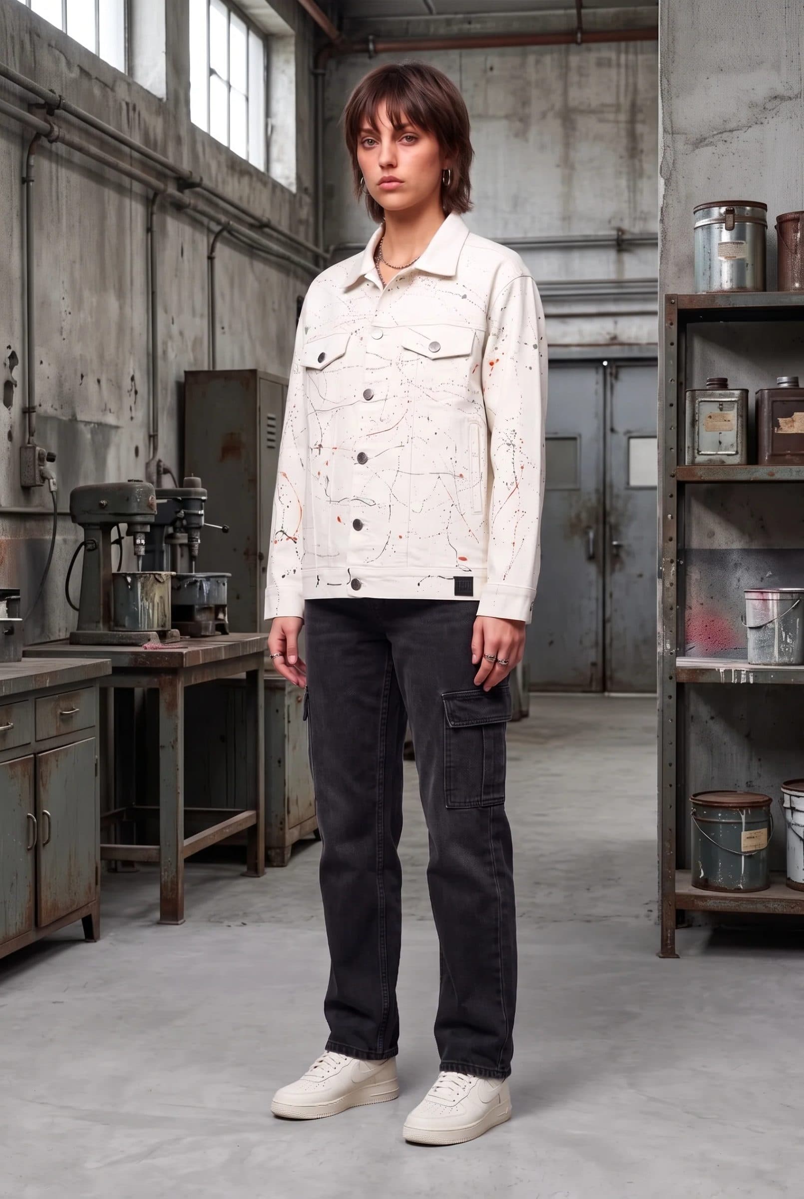 WHITE PAINTED DENIM WOMEN'S JACKET image 8
