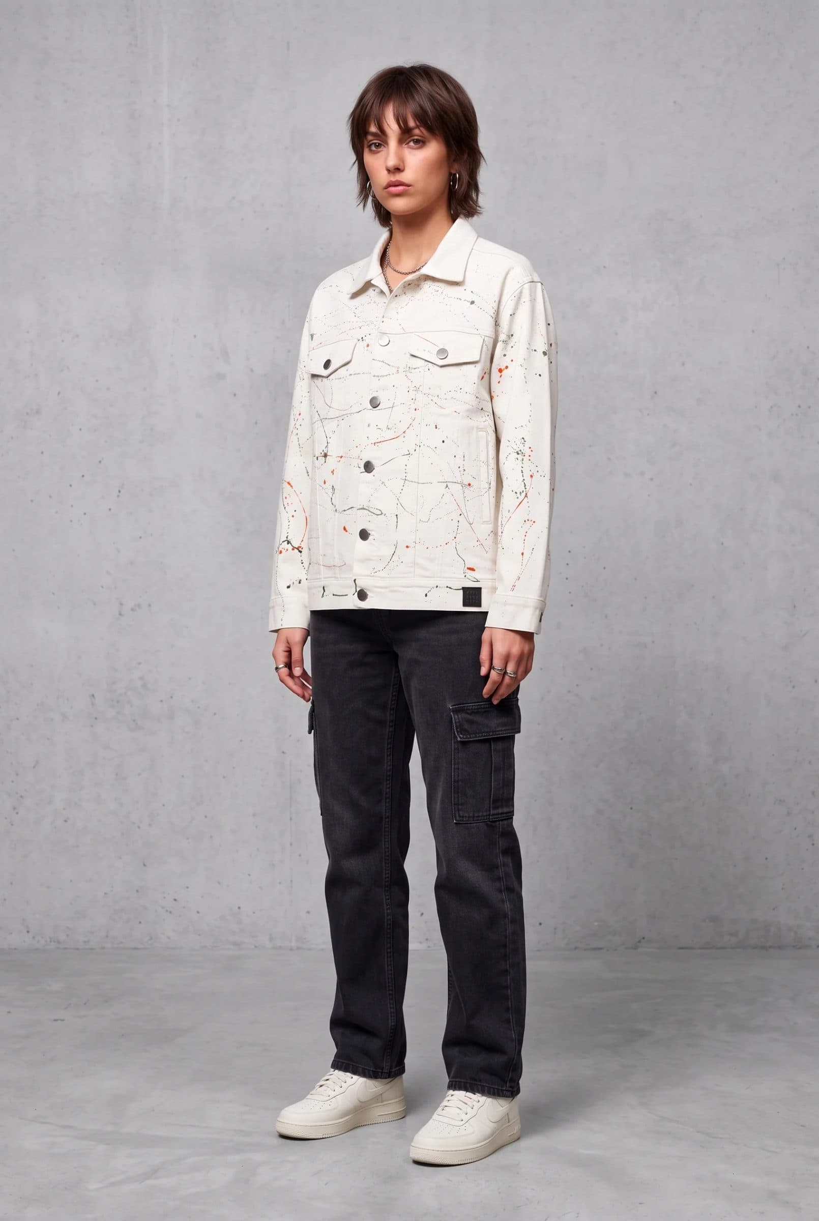 WHITE PAINTED DENIM WOMEN'S JACKET image 6