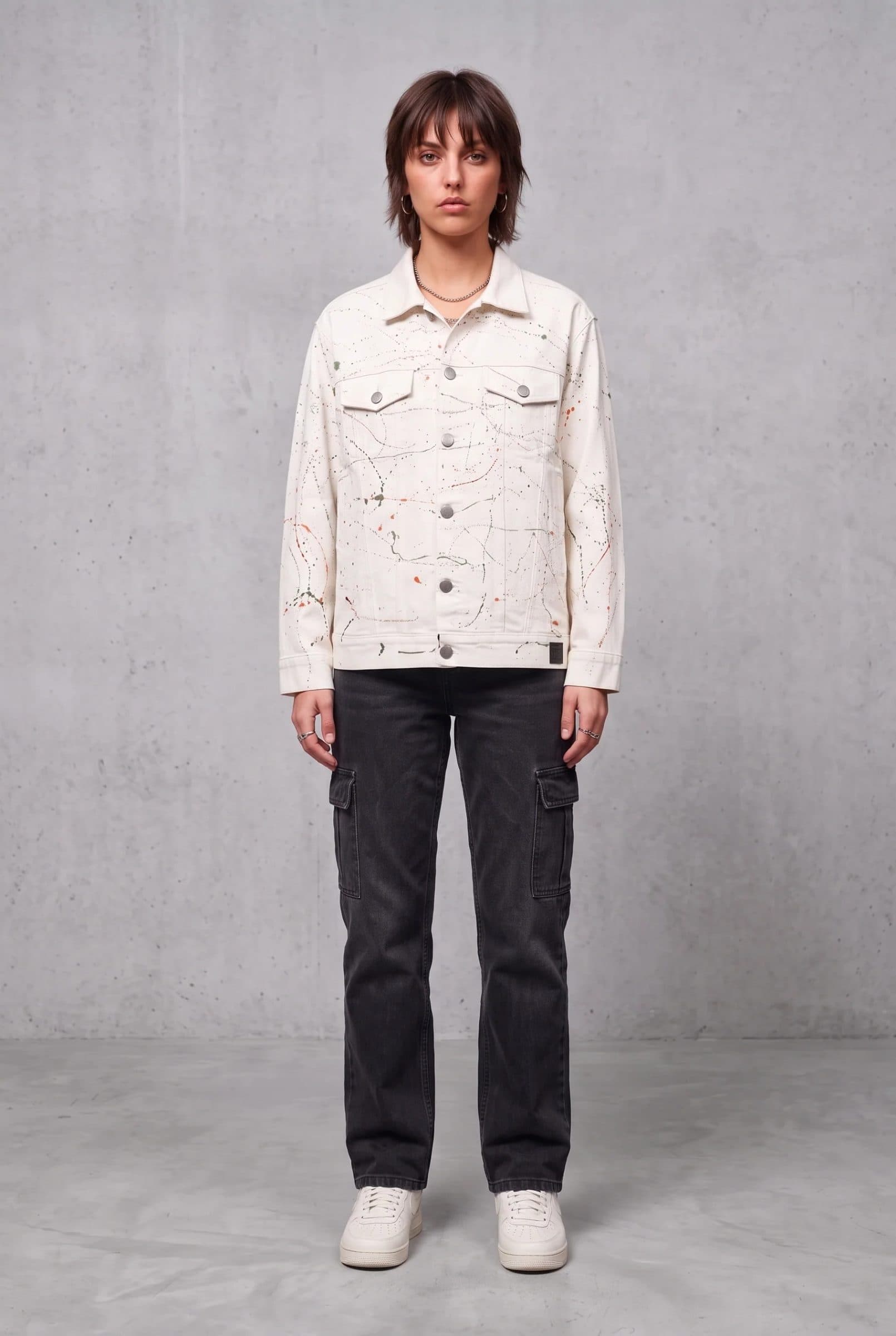 WHITE PAINTED DENIM WOMEN'S JACKET image 4