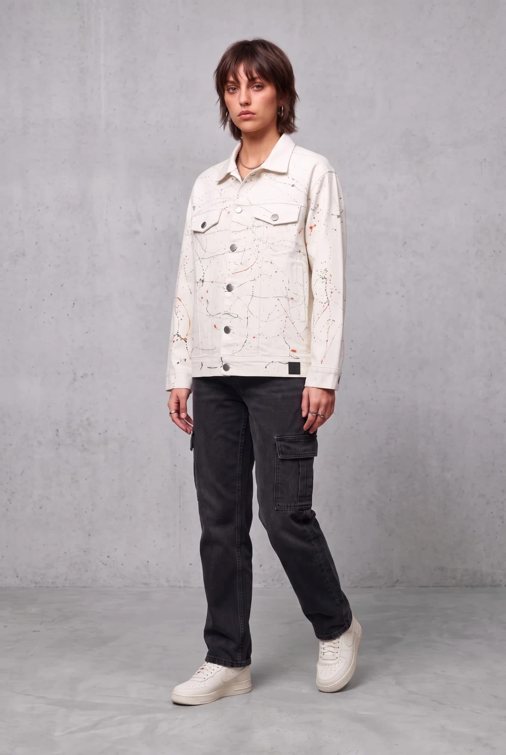 WHITE PAINTED DENIM WOMEN'S JACKET image 9