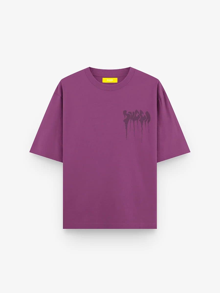 Fake Patch Tshirt in Grape Regular Fit image 2