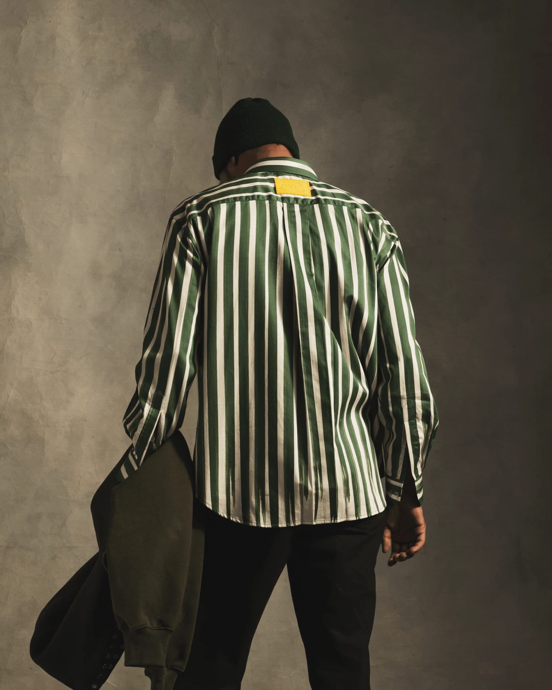 Fake Stripe Shirt In Green image 3
