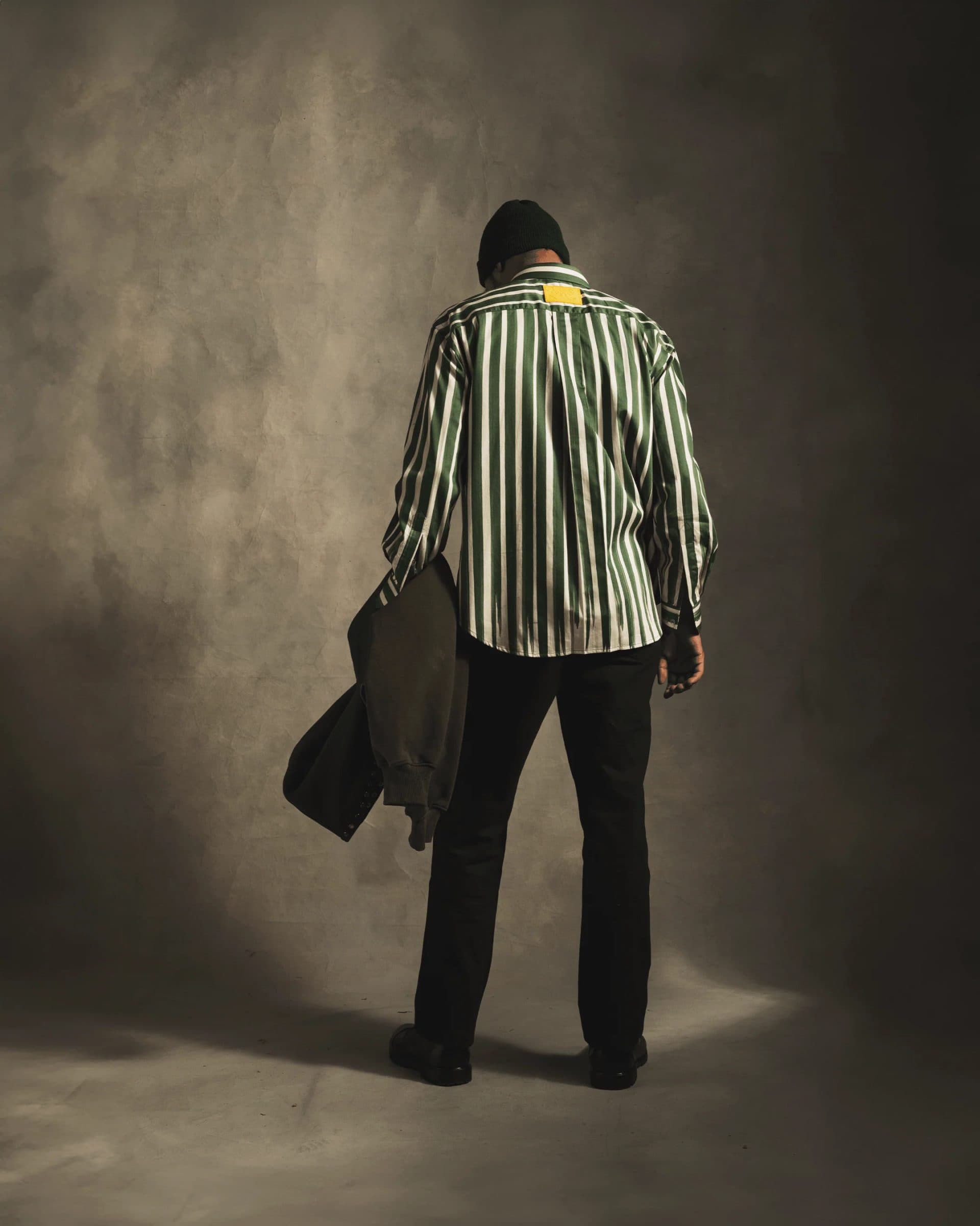 Fake Stripe Shirt In Green image 5