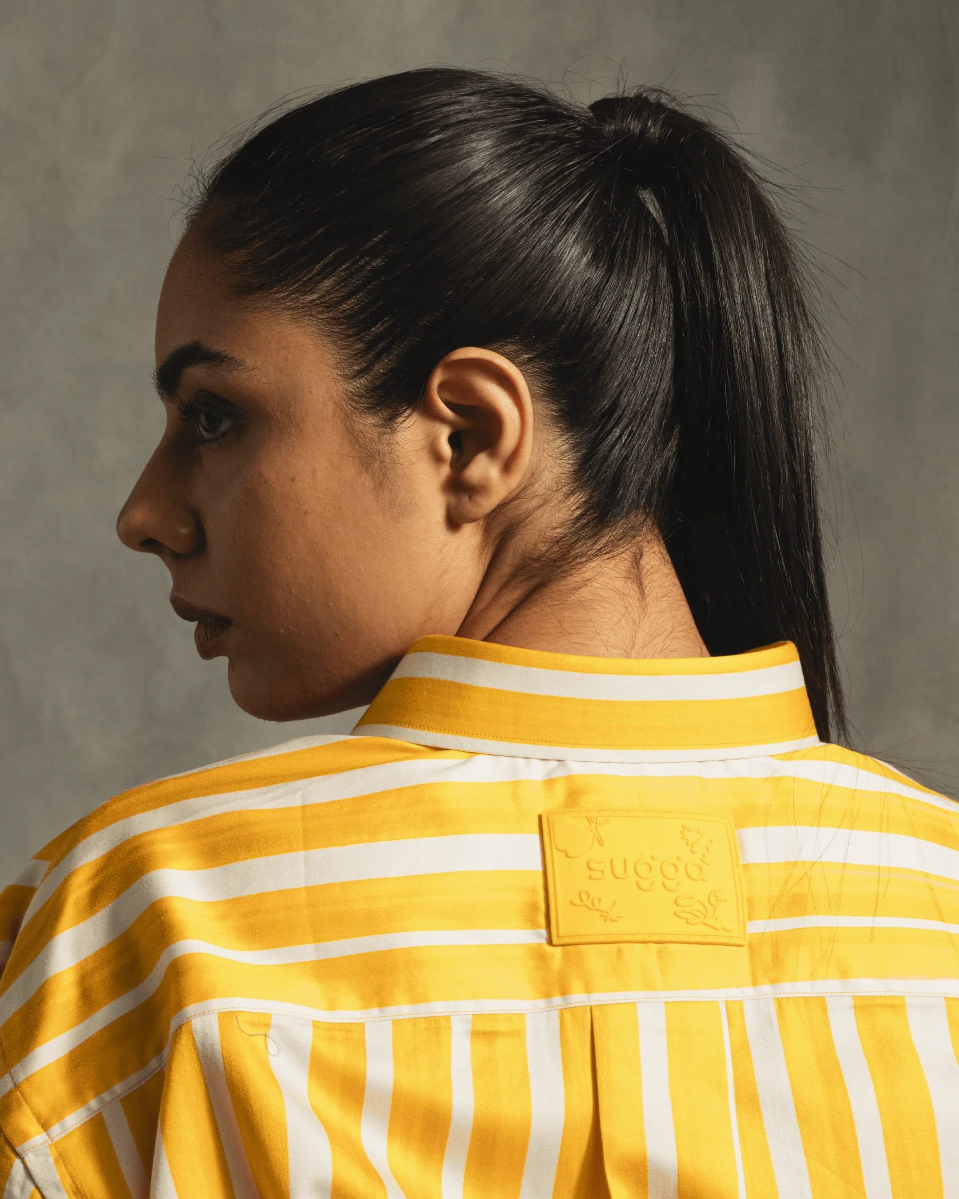 Fake Stripe Shirt In Yellow image 3