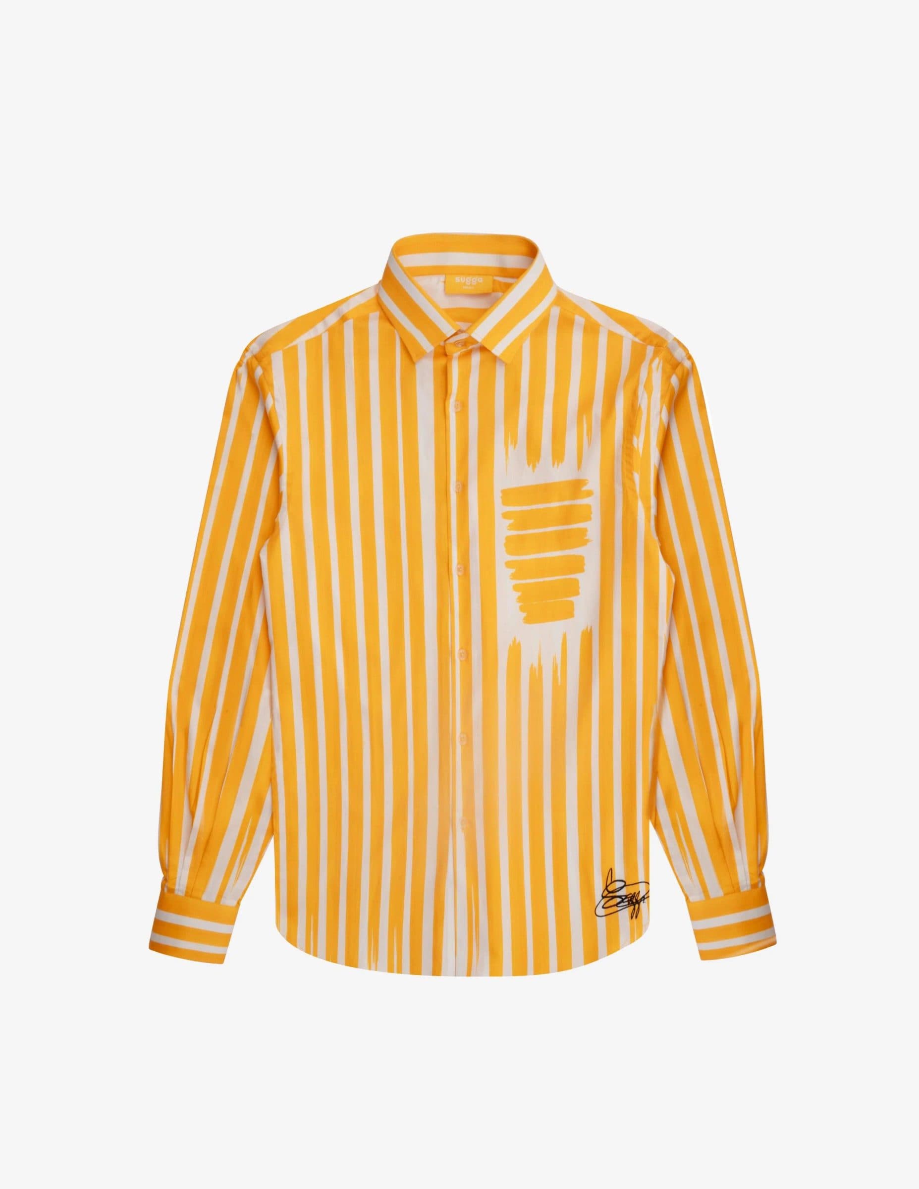 Fake Stripe Shirt In Yellow image 5