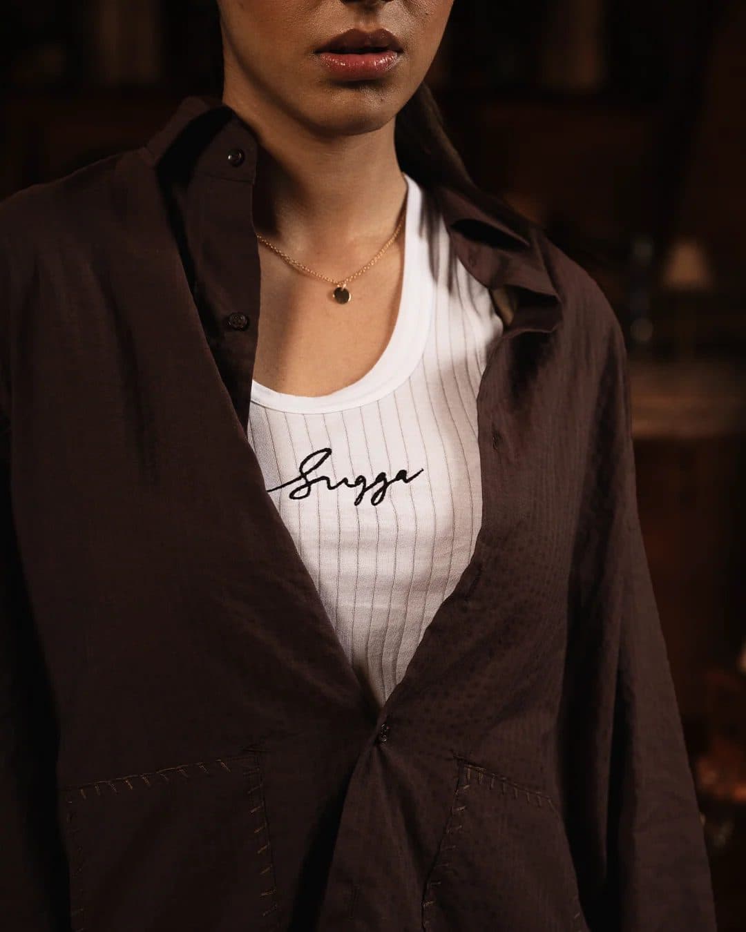 Open Locks Shirt In Brown image 4