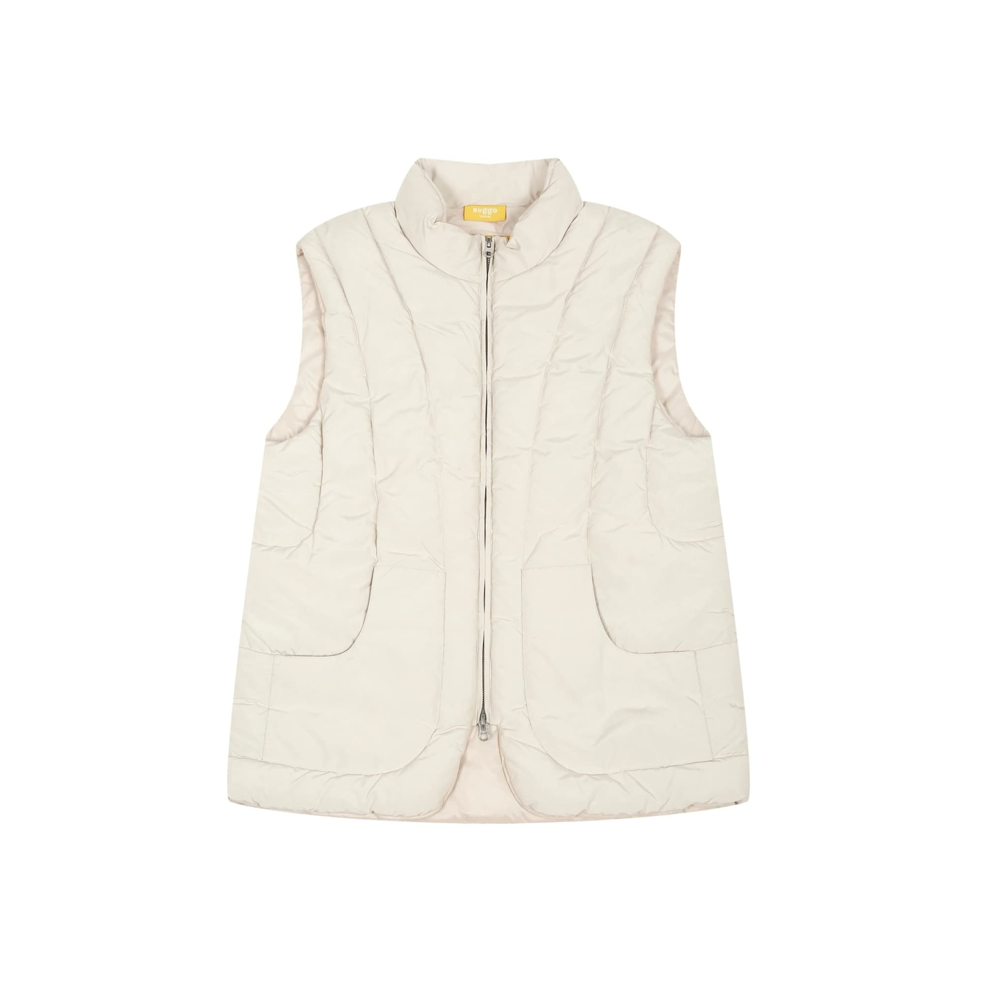 Puffer Jacket Sleeveless In Cream image 1