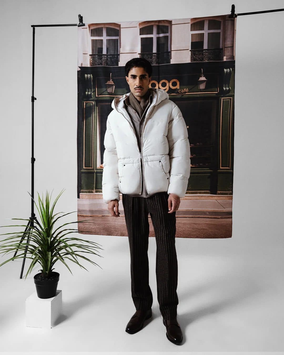 Puffer Jacket full sleeves in cream image 2