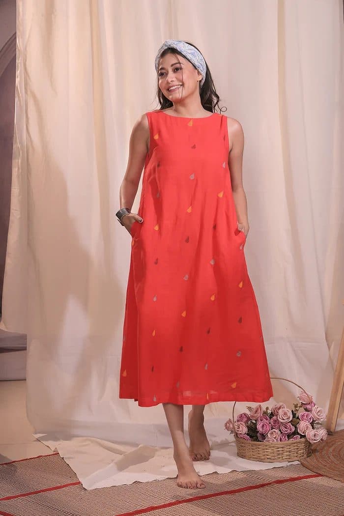 Sunset Melody Jamdani Dress hover