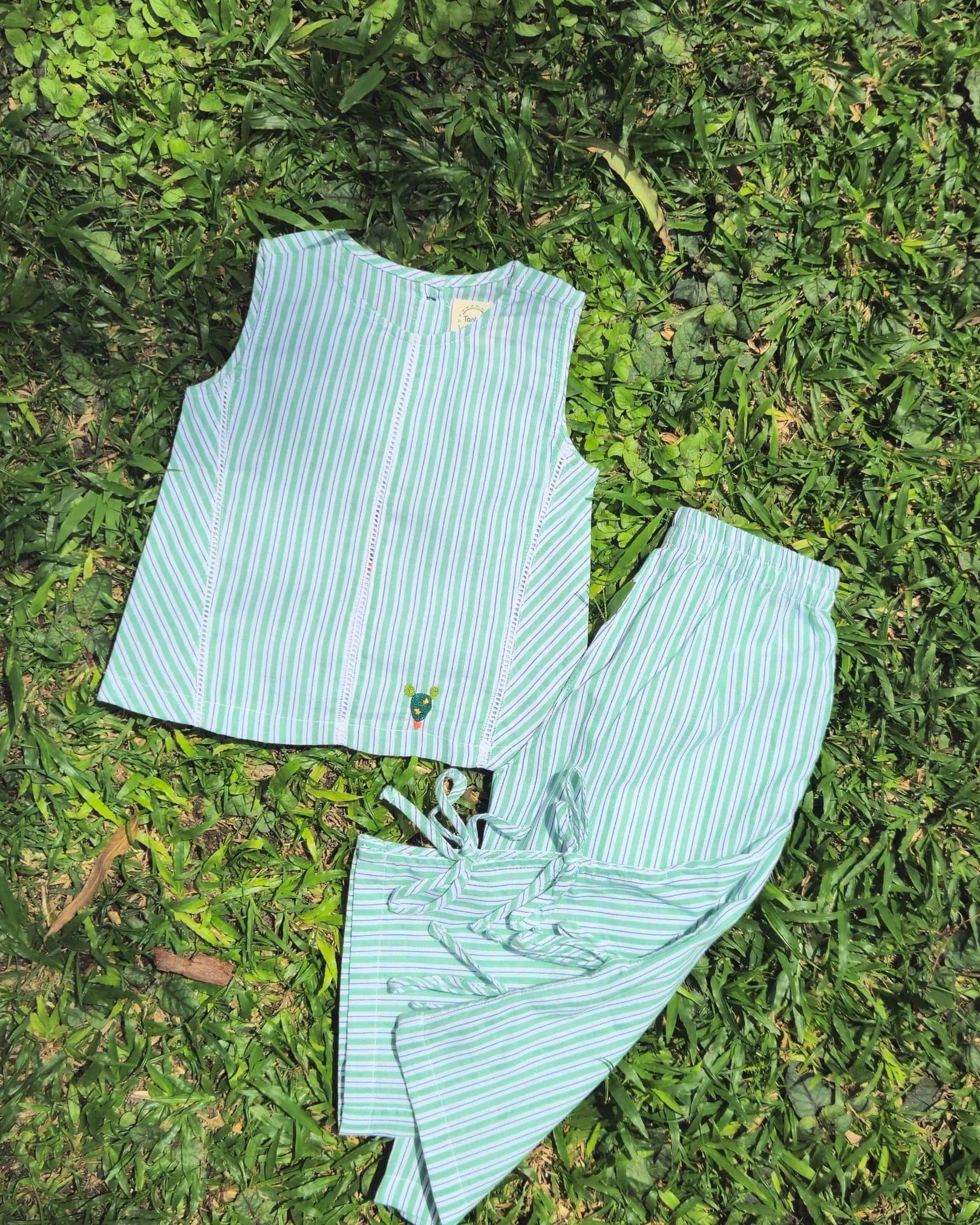 Green stripe Girls Co-ord set hover
