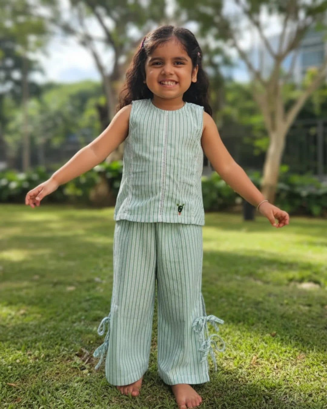 Green stripe Girls Co-ord set
