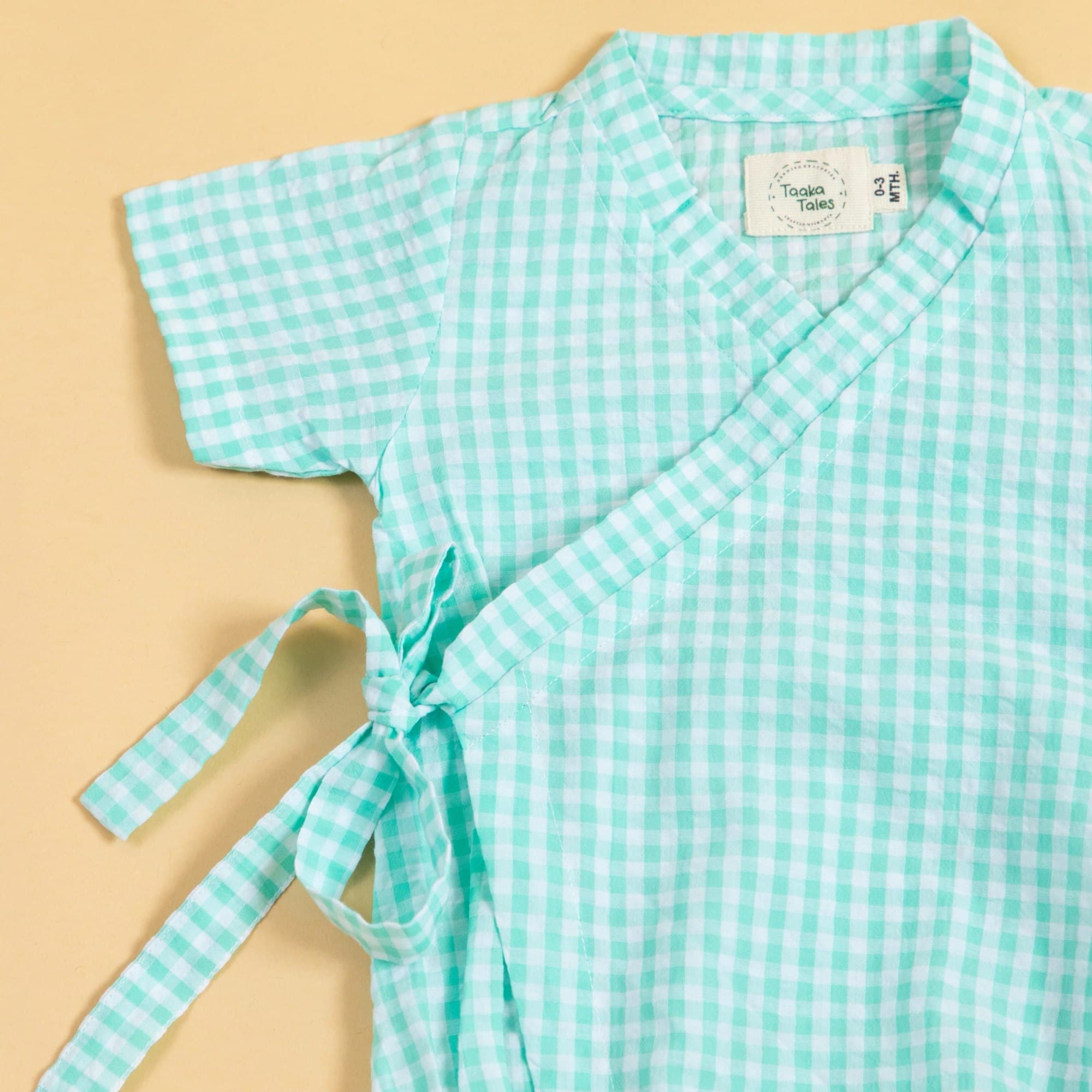Minty Meadows Gingham Kimono Romper image 3