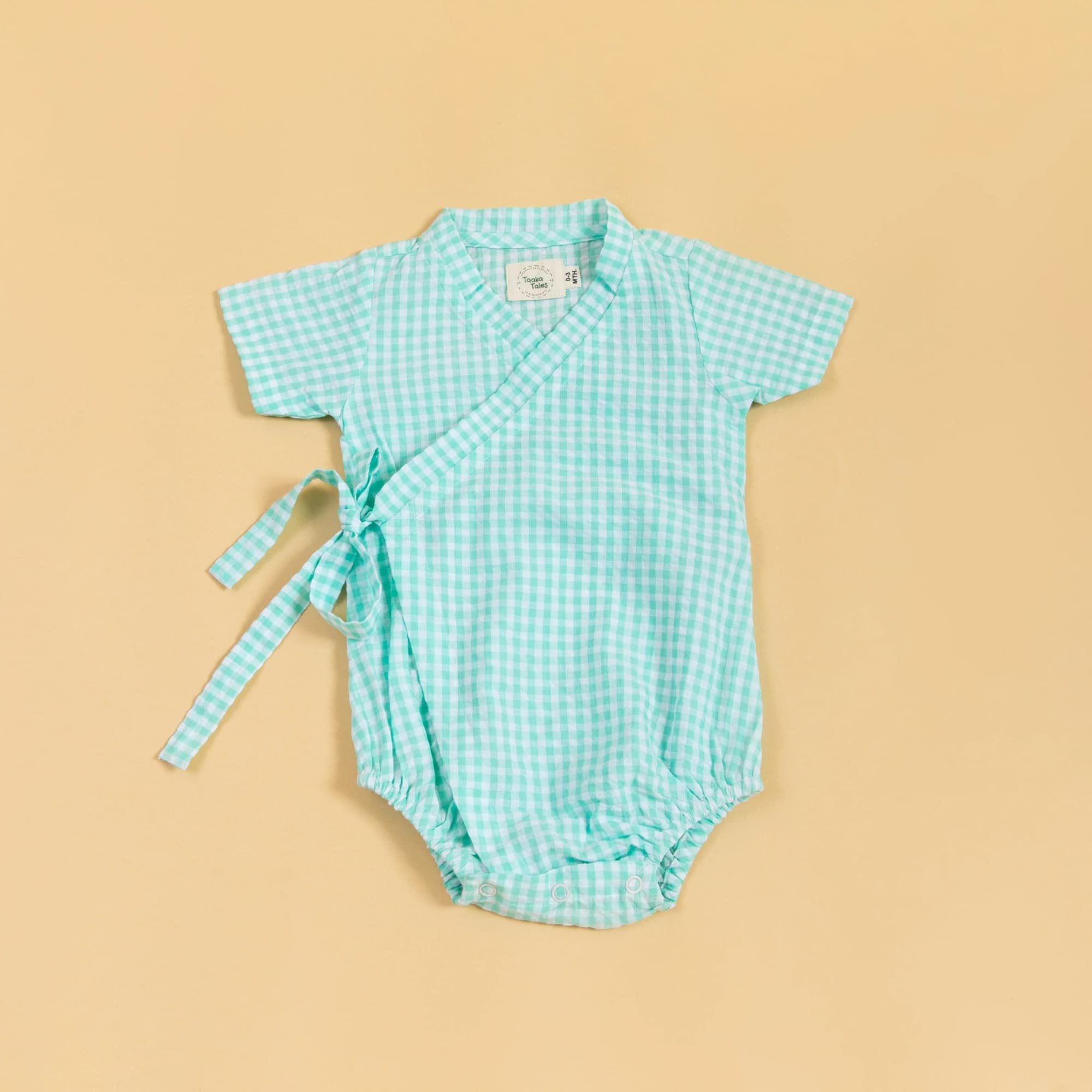 Minty Meadows Gingham Kimono Romper image 2