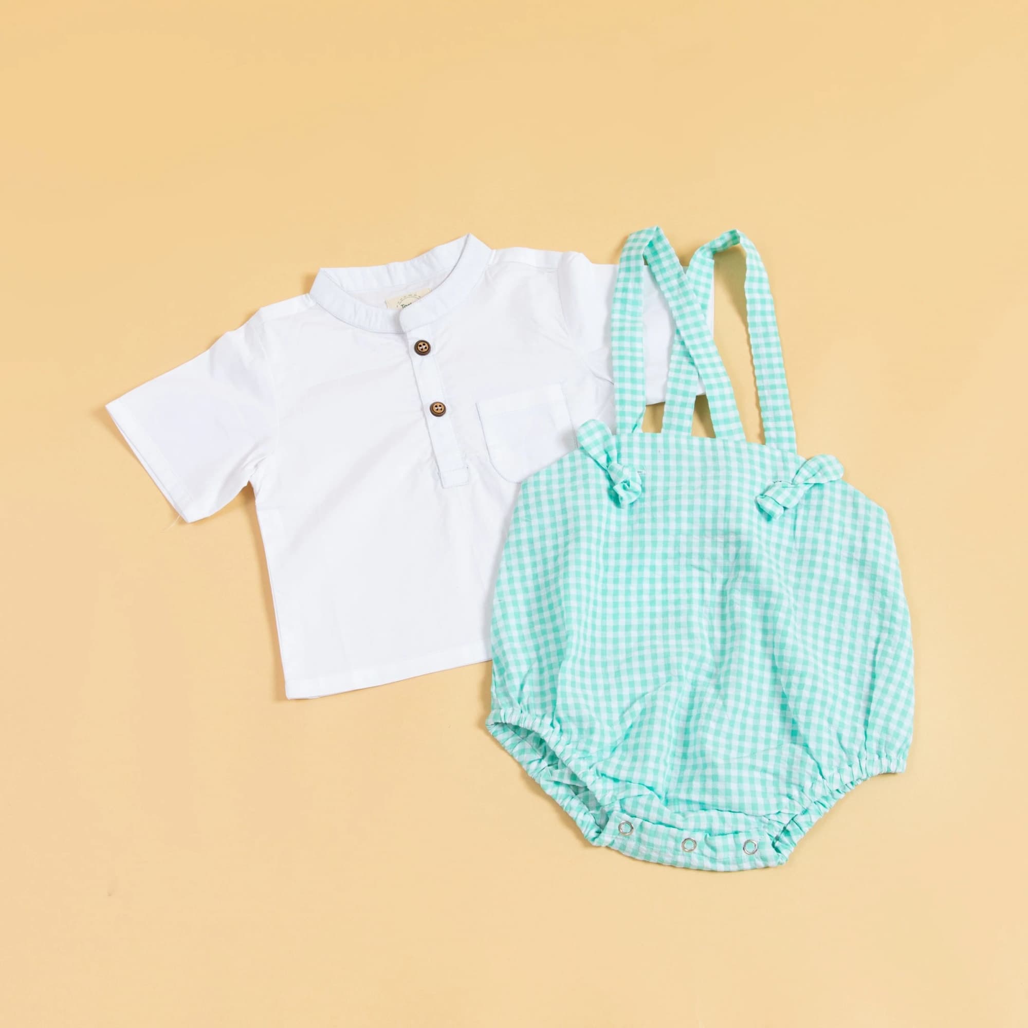 Minty Meadows Suspender Romper Set hover