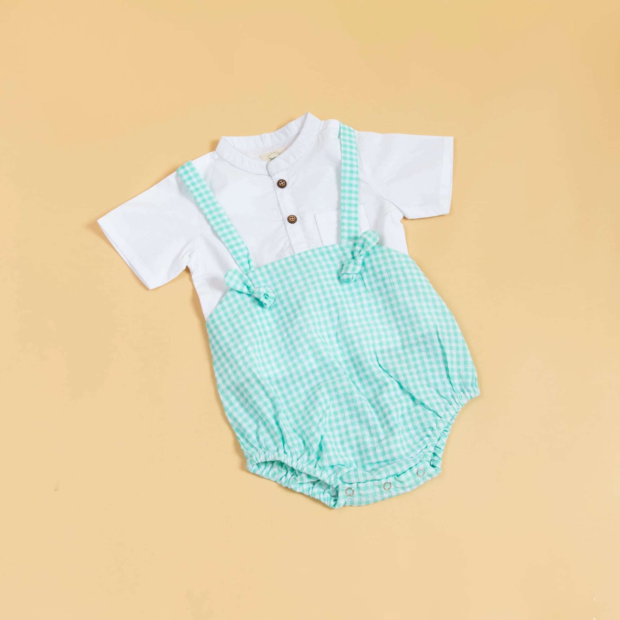 Minty Meadows Suspender Romper Set image 3