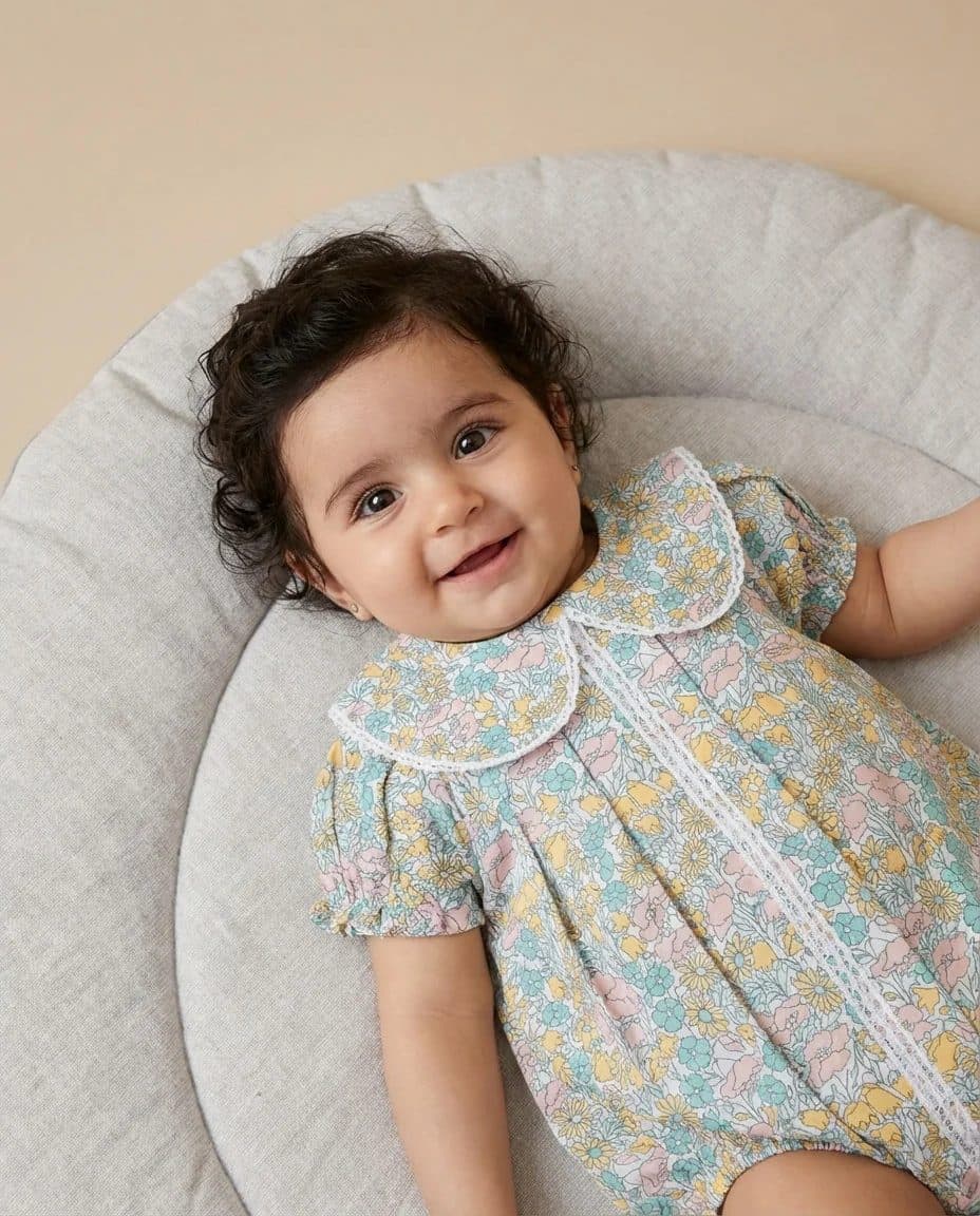 Petal Pops Cyan Romper