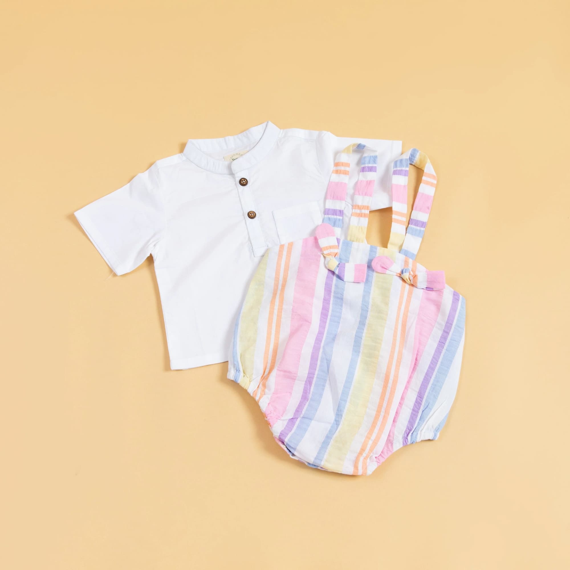 Rainbow Ribbons Suspender Romper Set hover