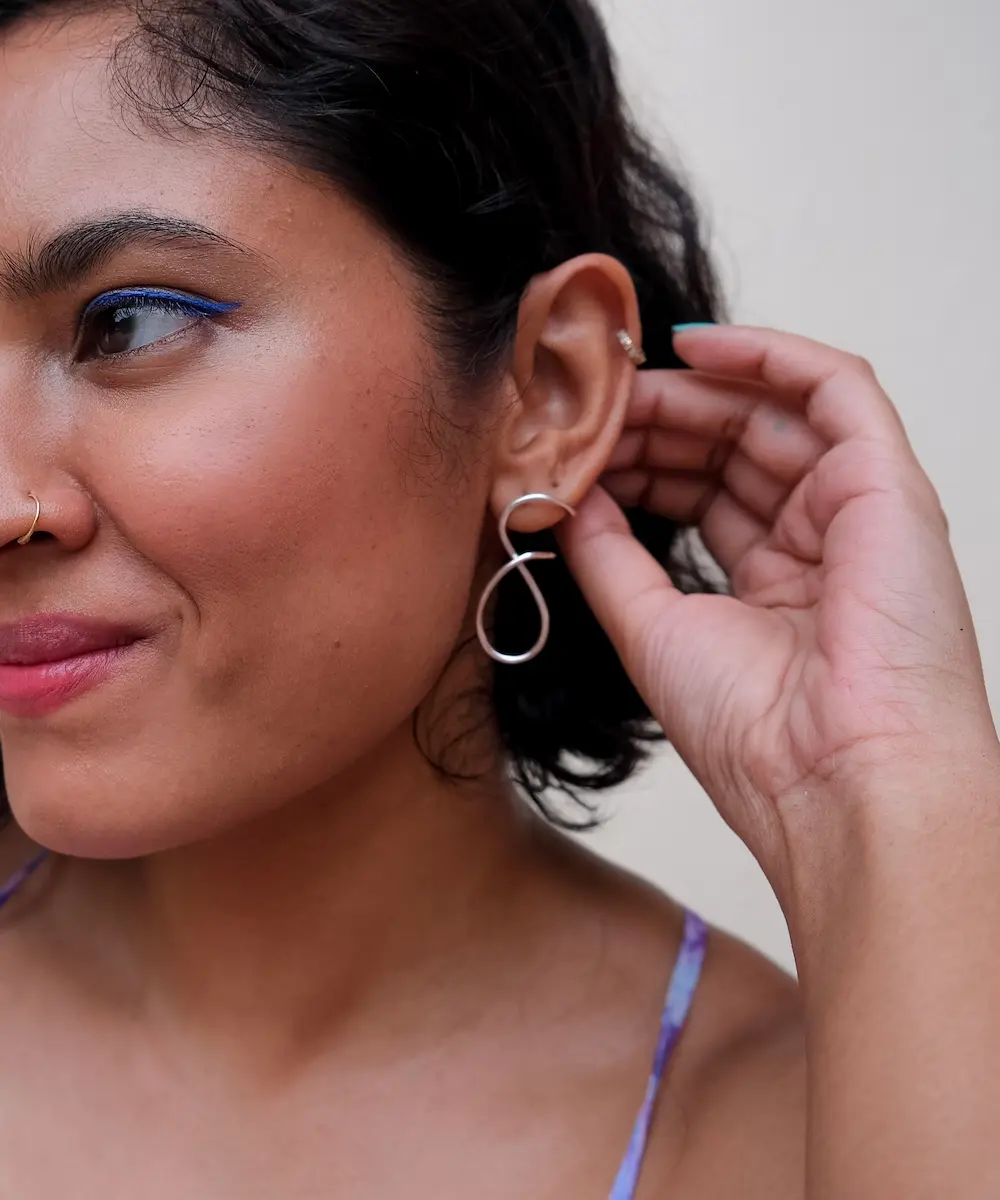 Kai Sculptural Silver Earrings image 2