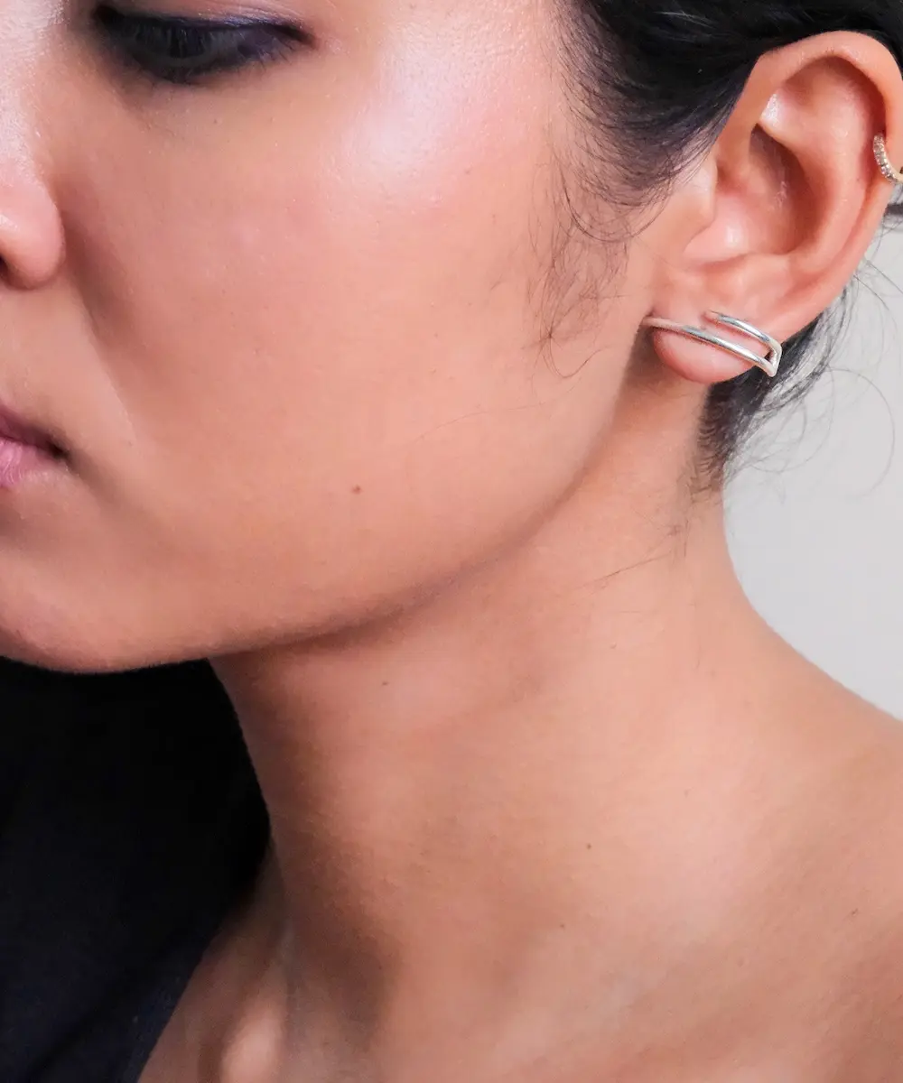 Dualis Silver Stud Earrings image 3