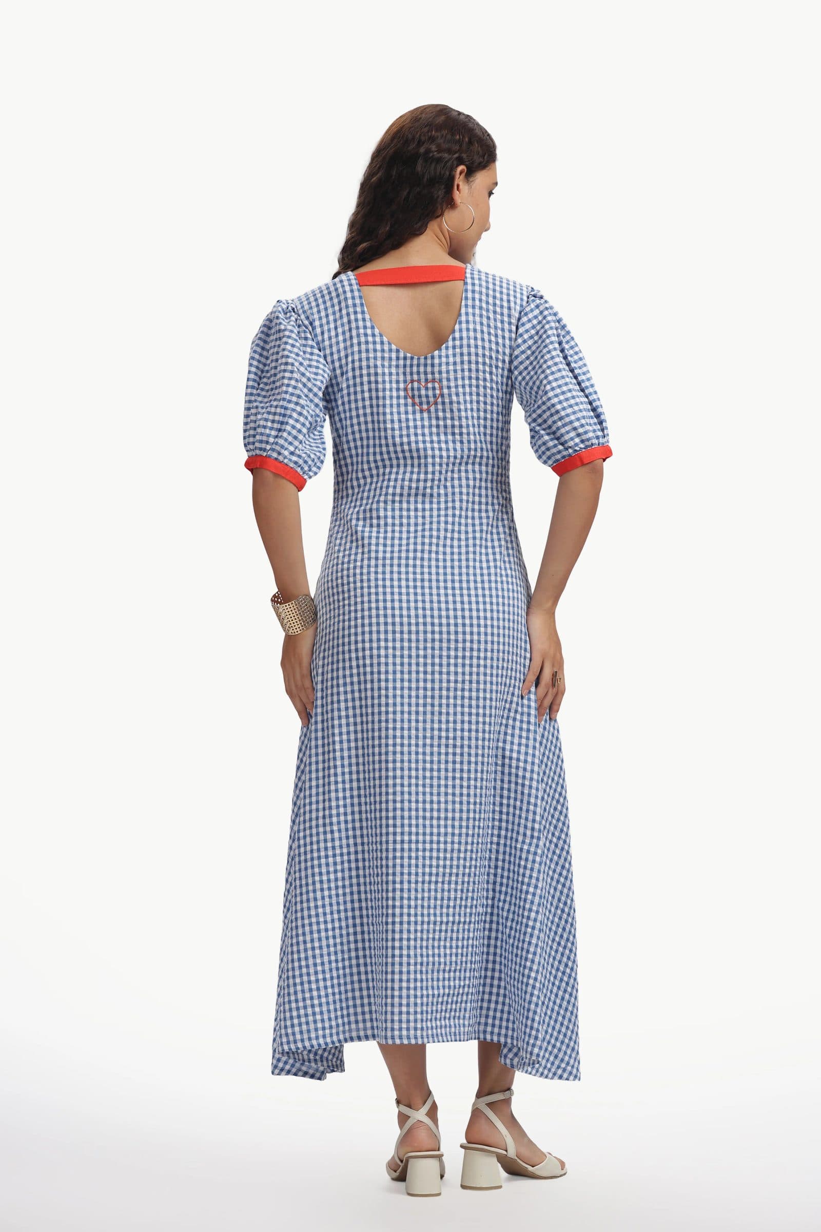 Black and White Cotton Seersucker Neelambari Maxi Dress For Women hover
