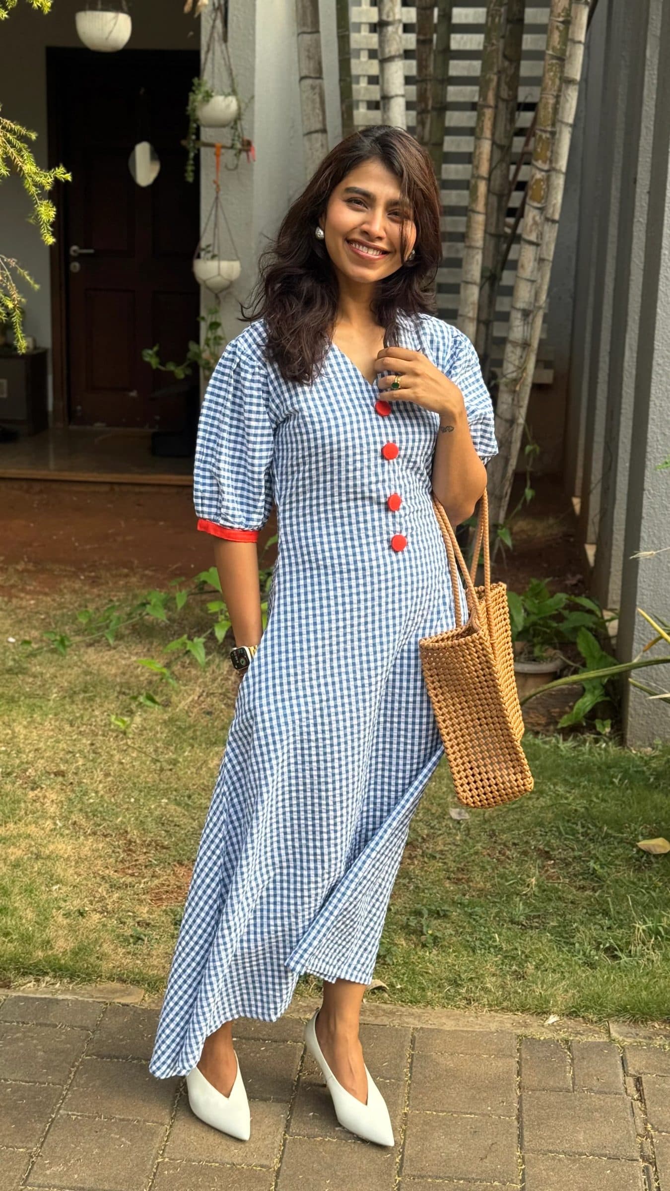 Black and White Cotton Seersucker Neelambari Maxi Dress For Women image 5