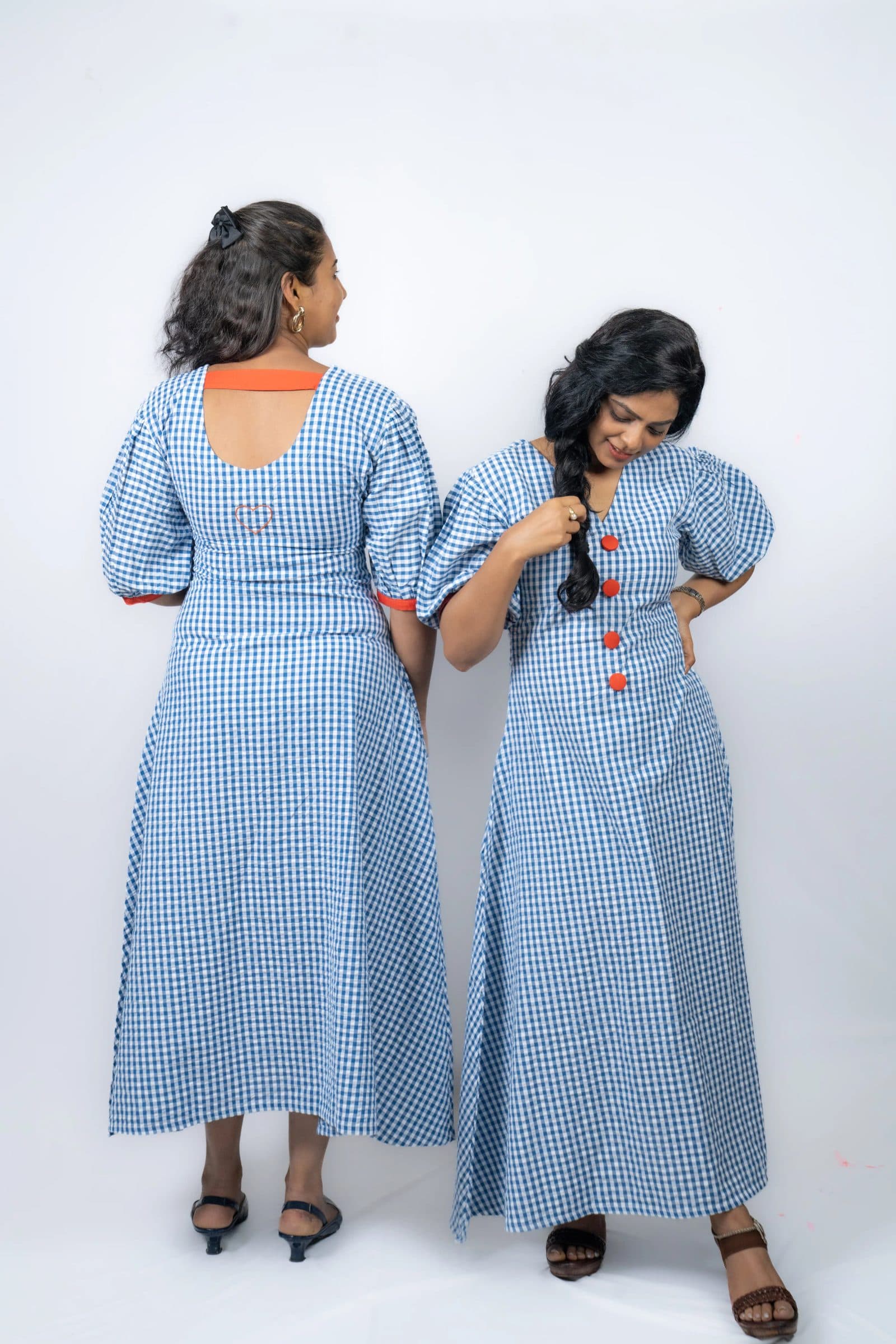 Black and White Cotton Seersucker Neelambari Maxi Dress For Women image 6