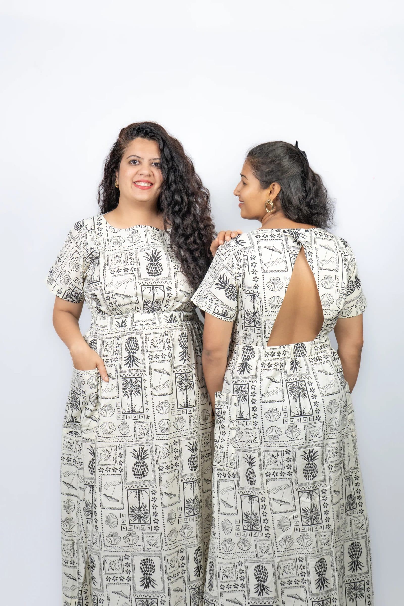 Black and White Pure Cotton Poplin Ambika Dress for Women image 3