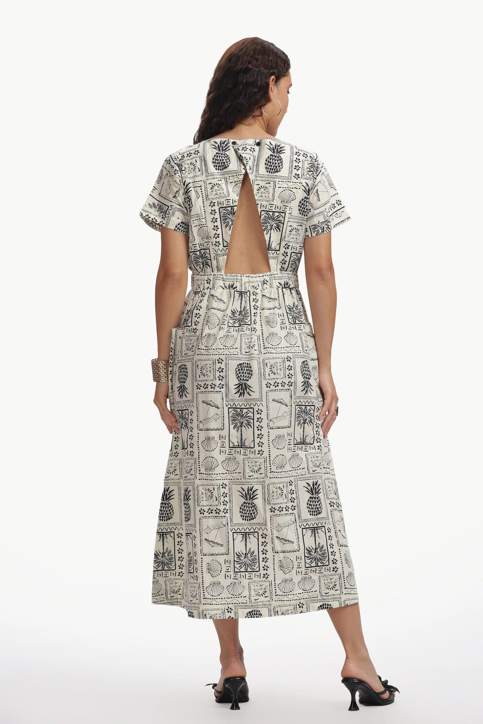 Black and White Pure Cotton Poplin Ambika Dress for Women image 4
