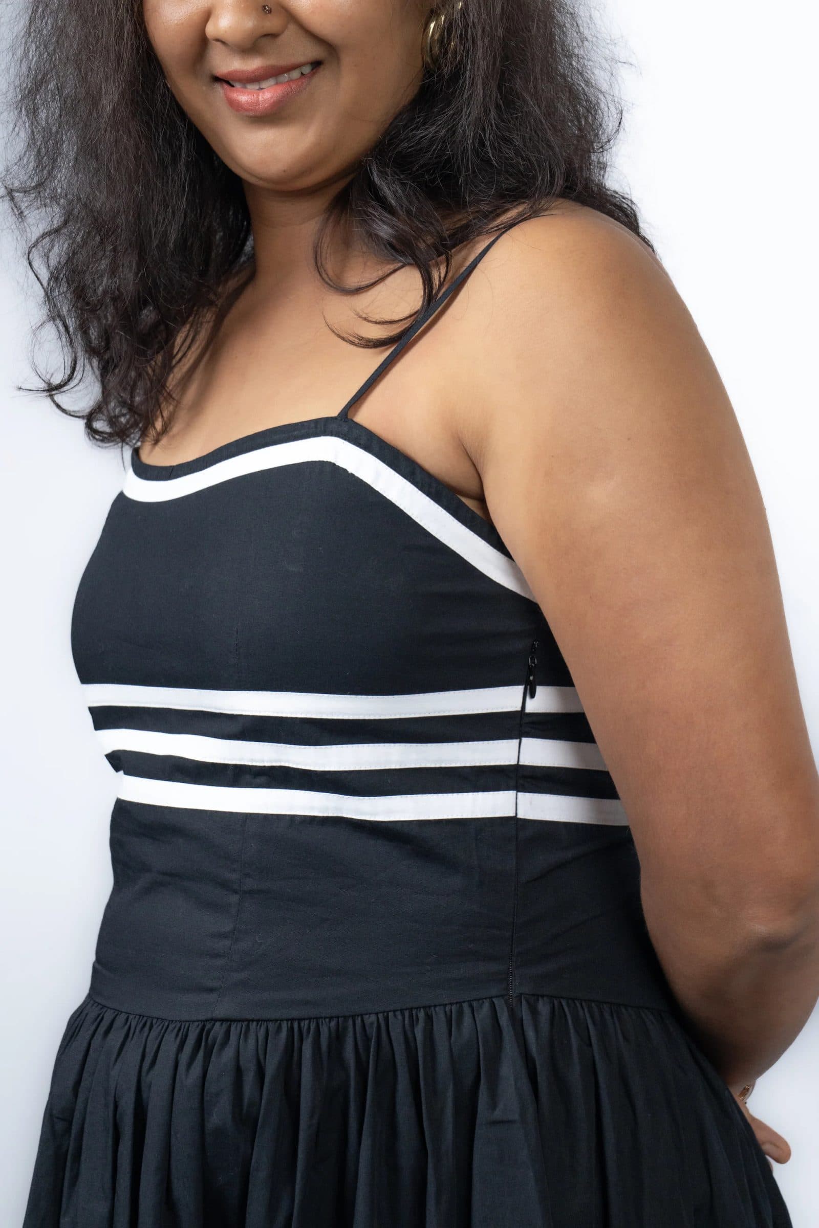 Black Cotton Poplin Poorna Midi Dress For Women image 3