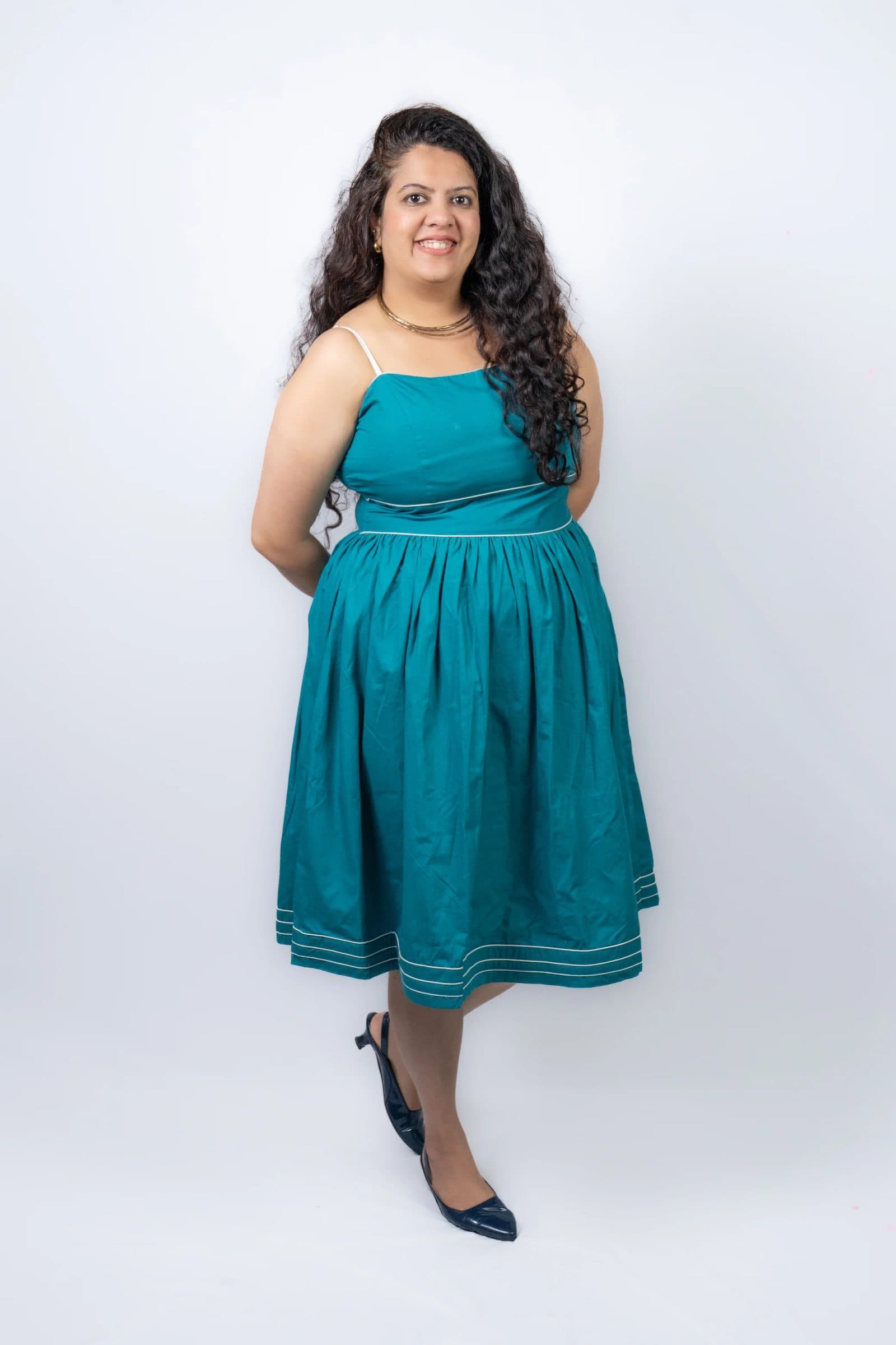 Blue Cotton Sharadha Dress For Women
