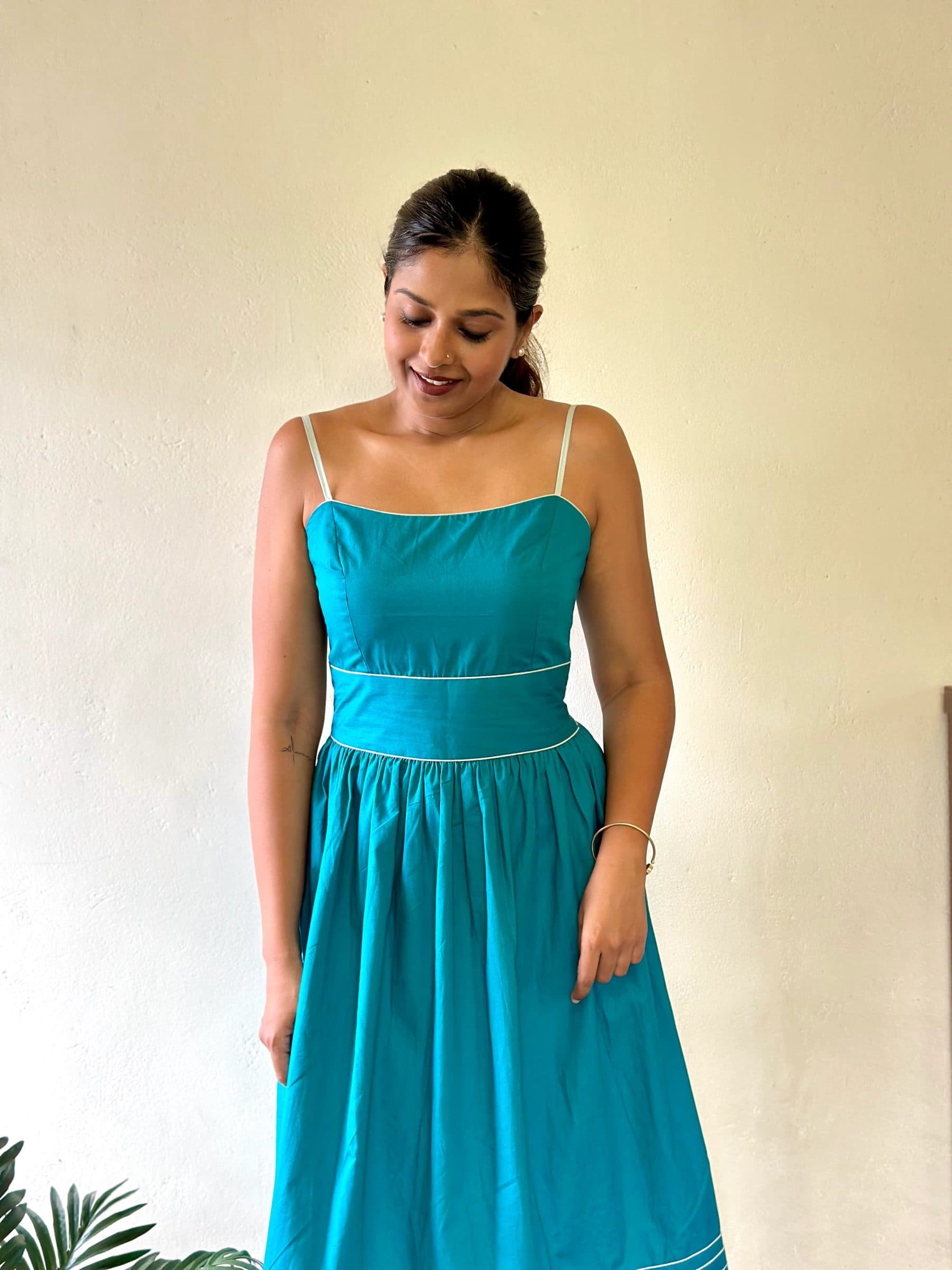 Blue Cotton Sharadha Dress For Women hover