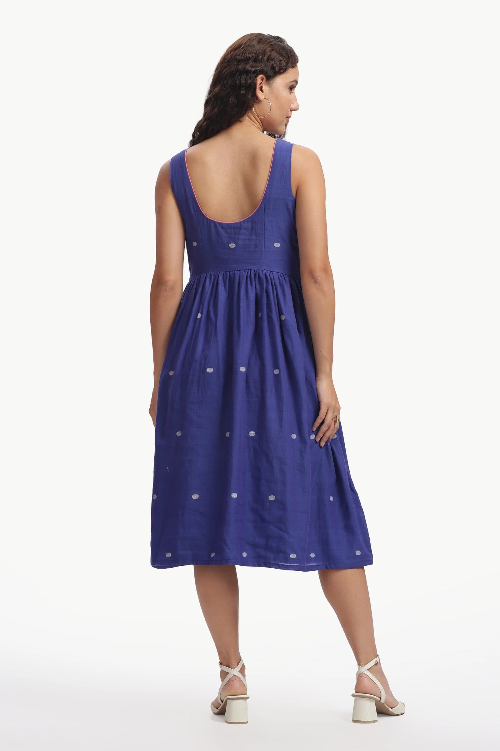 Blue Mul Jamdani Navilu Dress For Women hover