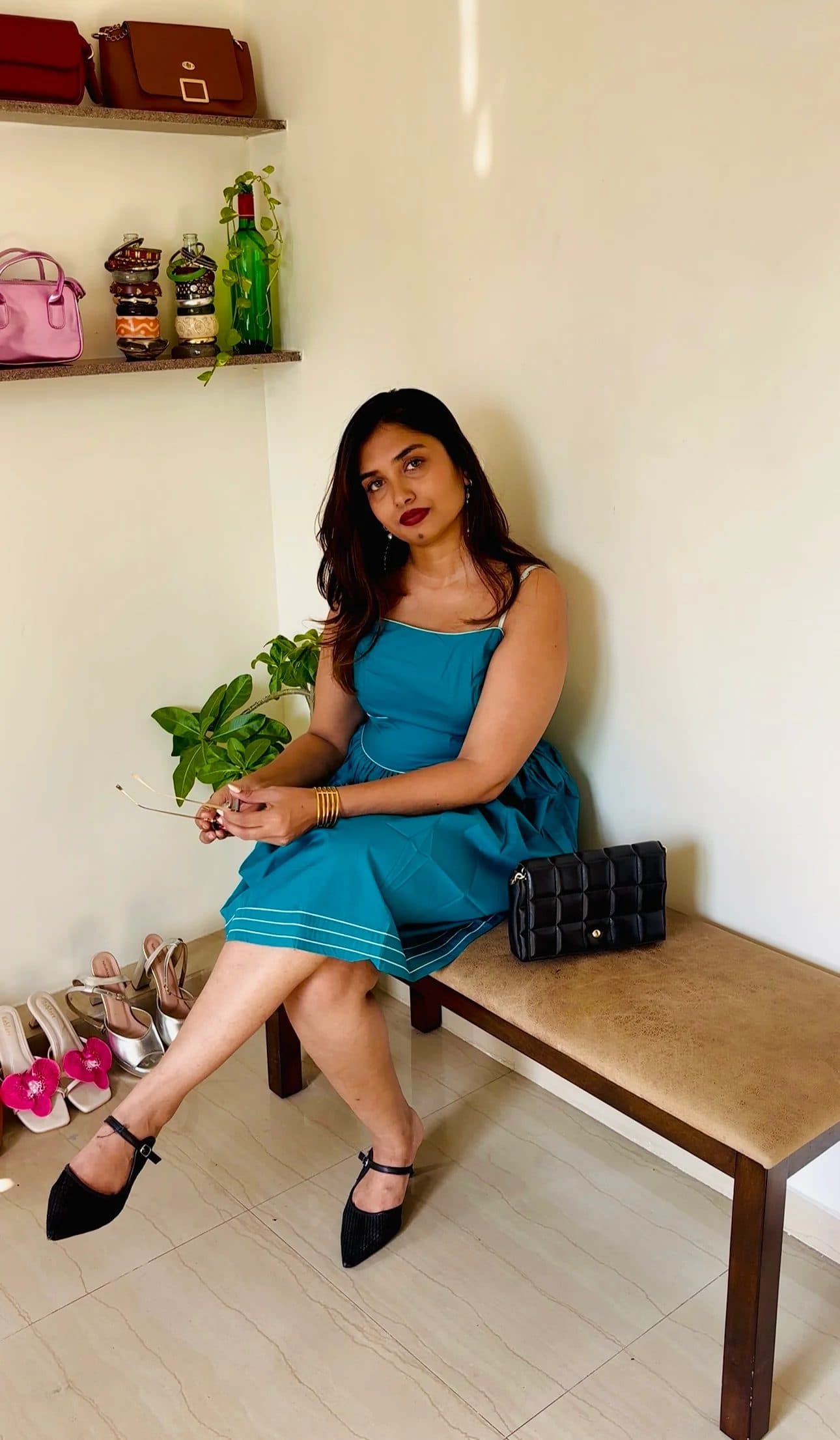 Blue Cotton Sharadha Dress For Women image 6