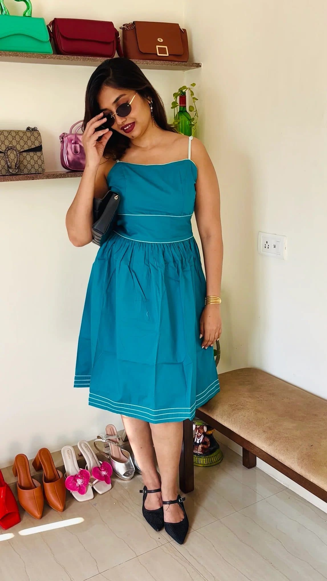 Blue Cotton Sharadha Dress For Women image 7