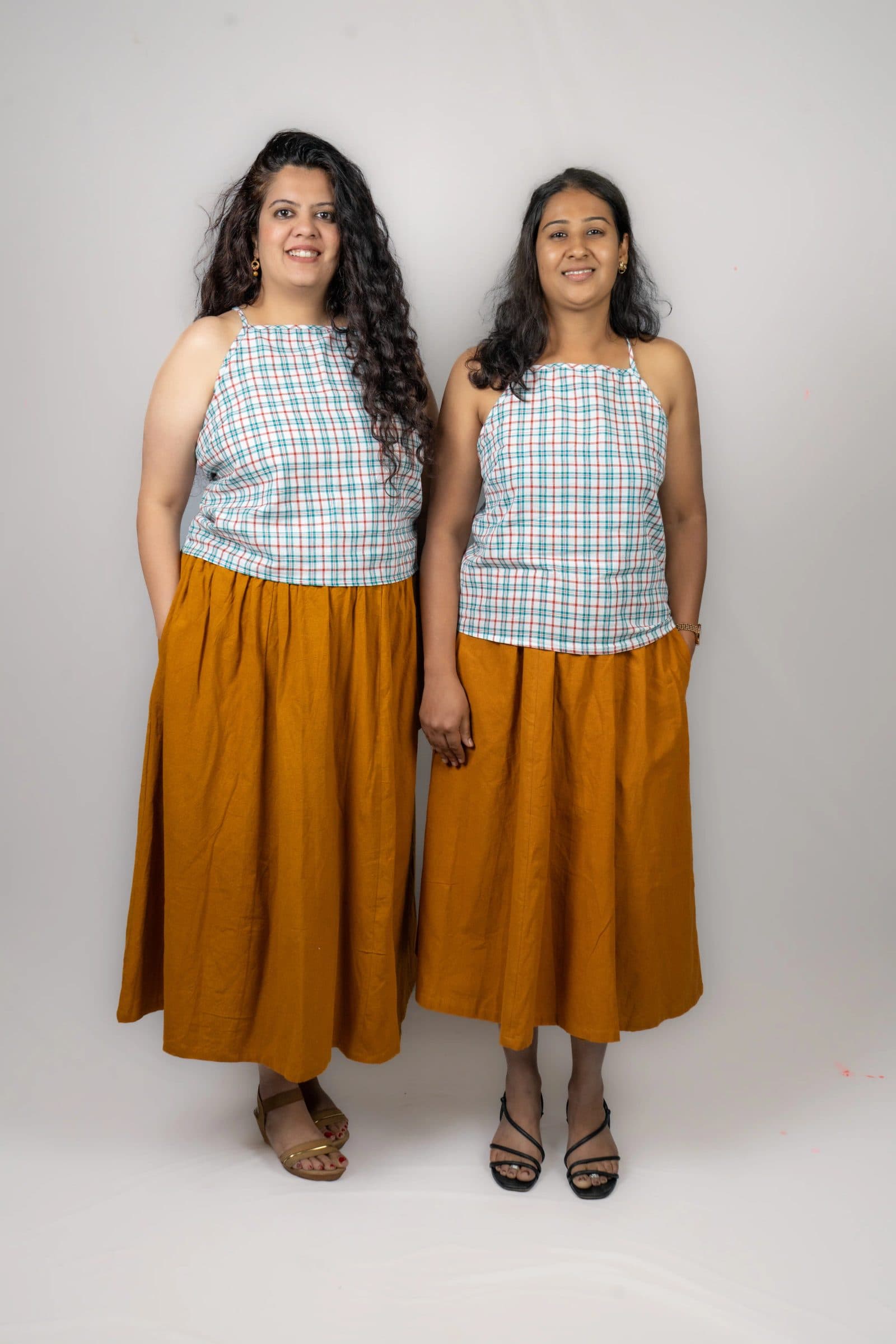 Mustard Handwoven Kala Cotton Ganga Midi Skirt For Women image 5