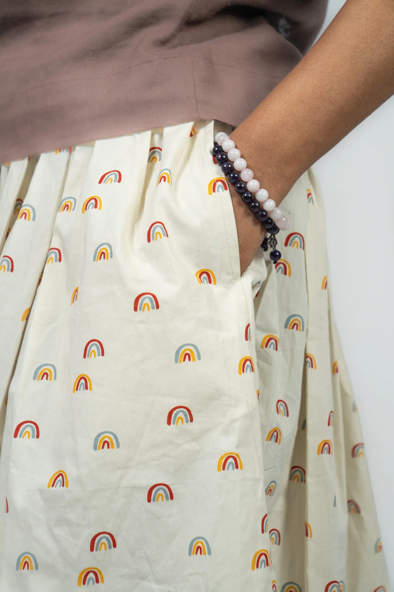 Off White Cotton Kamana Scallop Skirt For Women hover