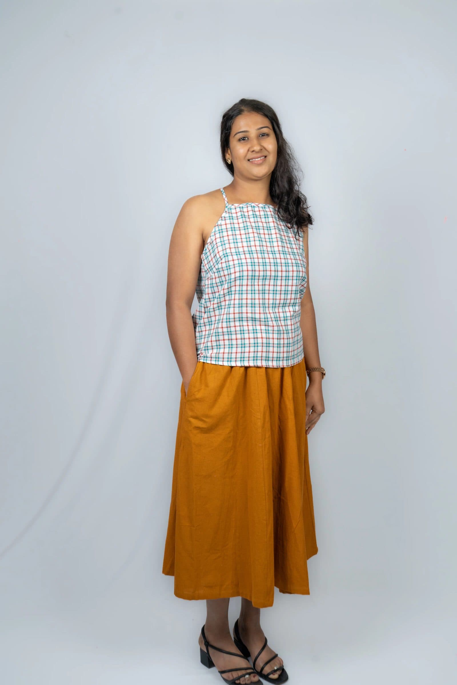 Multi Color Handloom Cotton Gowri Halter Top For Women image 1