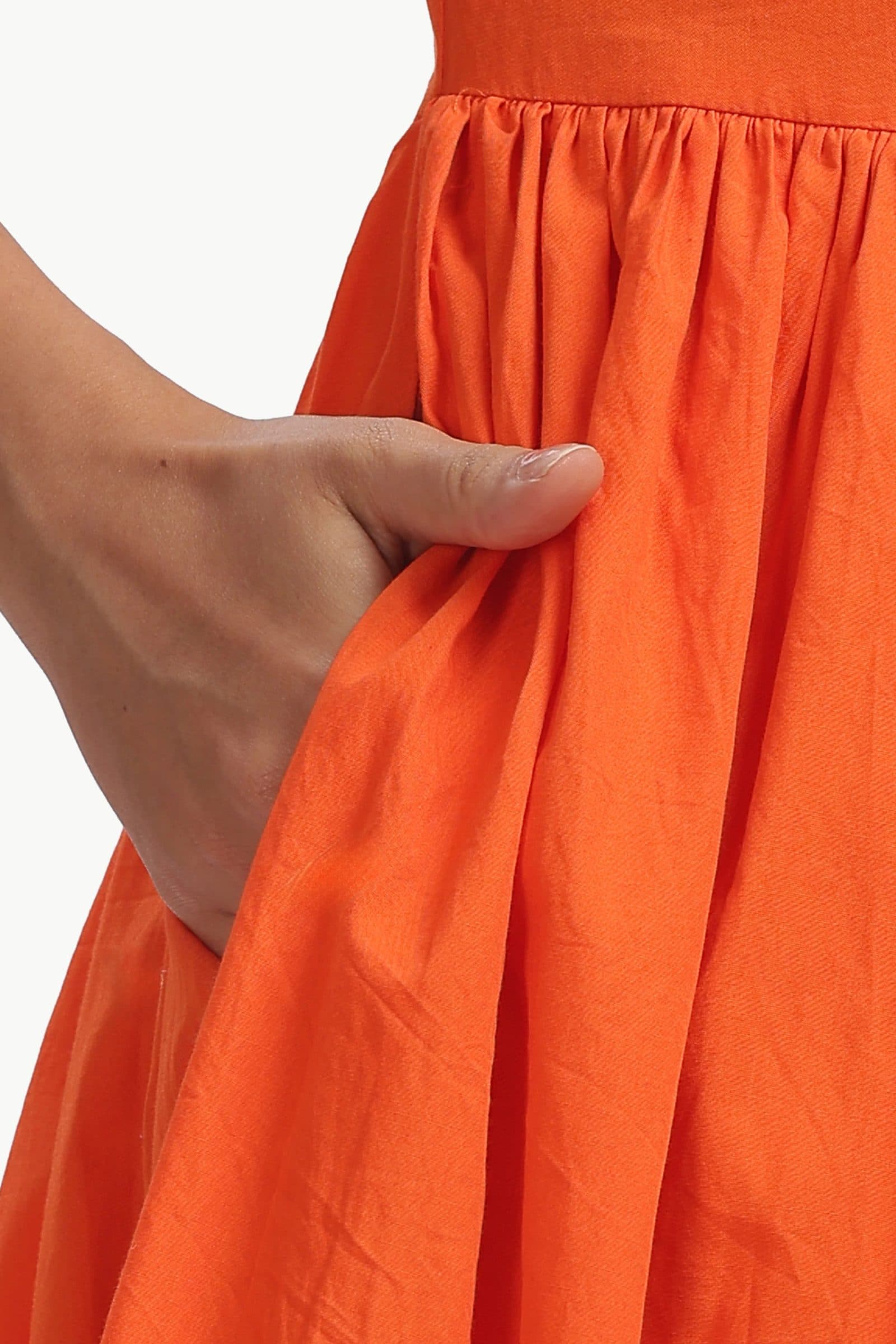Orange Cotton Padma Midi Dress For Women image 7