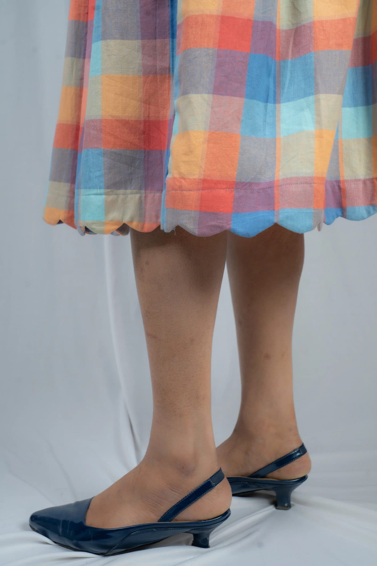 Multicolor Cotton Chowka Scallop Skirt For Women image 3
