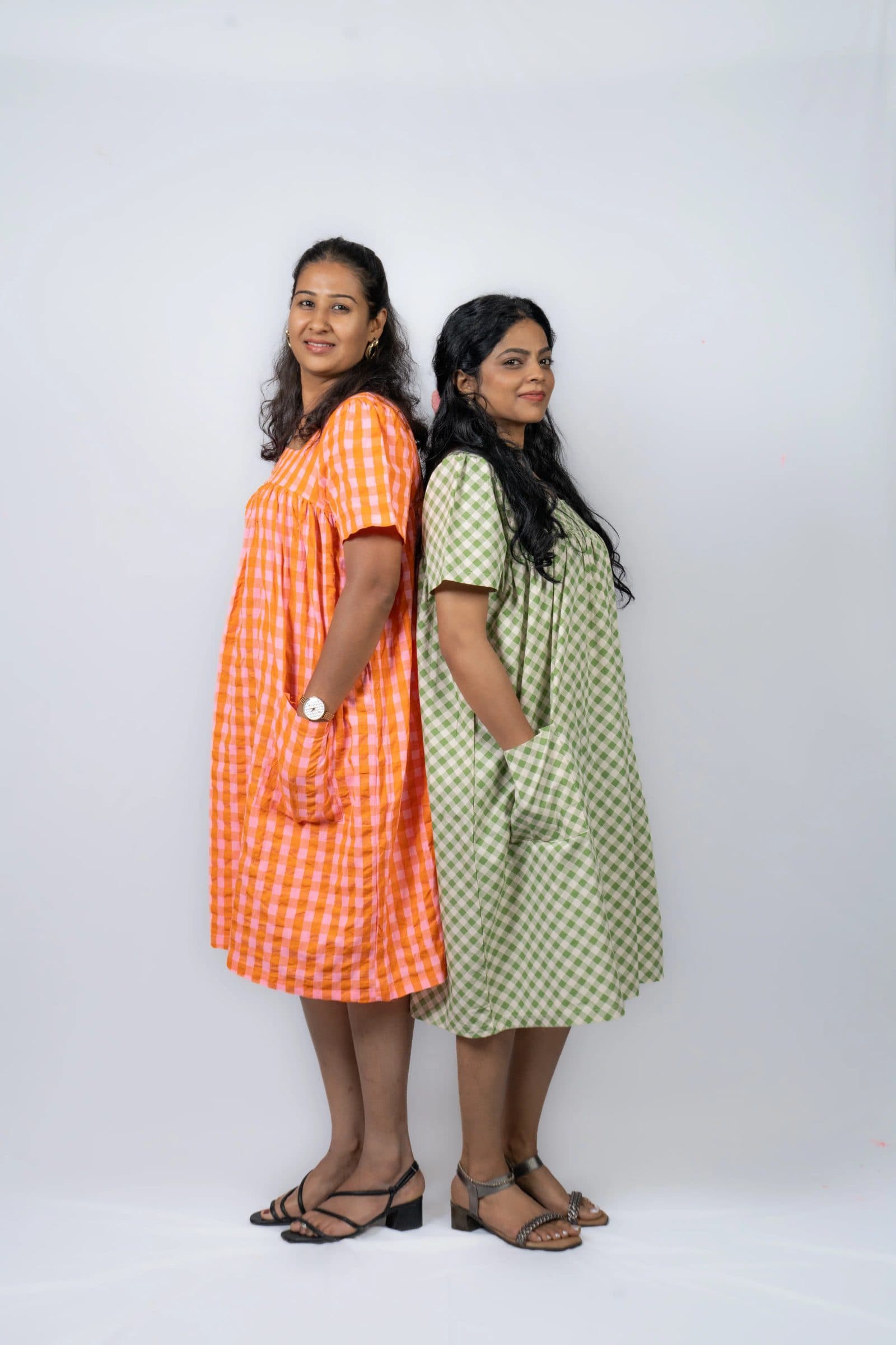 Orange Cotton Seersucker Vandana Midi Dress For Women image 6