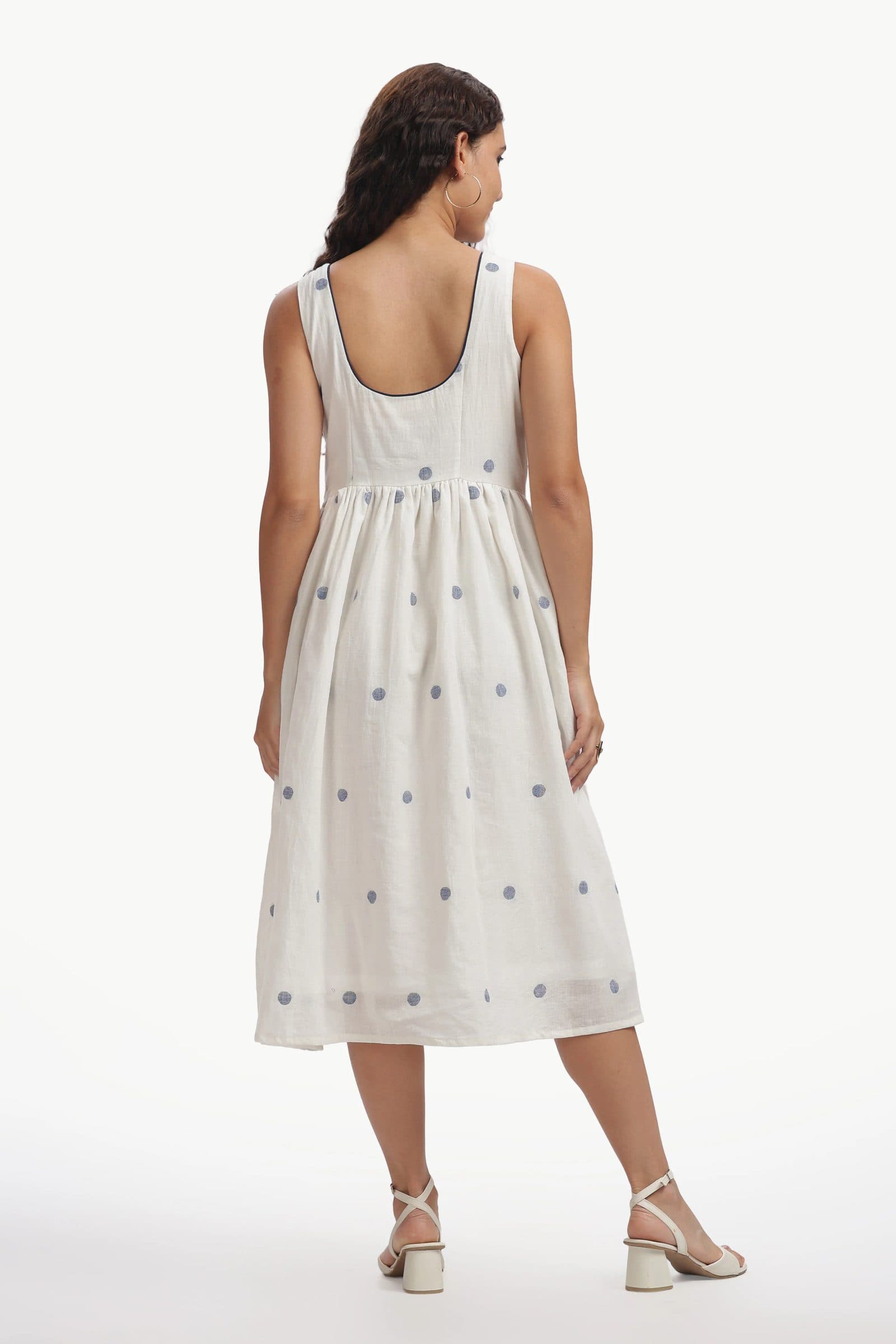White Cotton Mul Jamdani Shubra Dress For Women hover