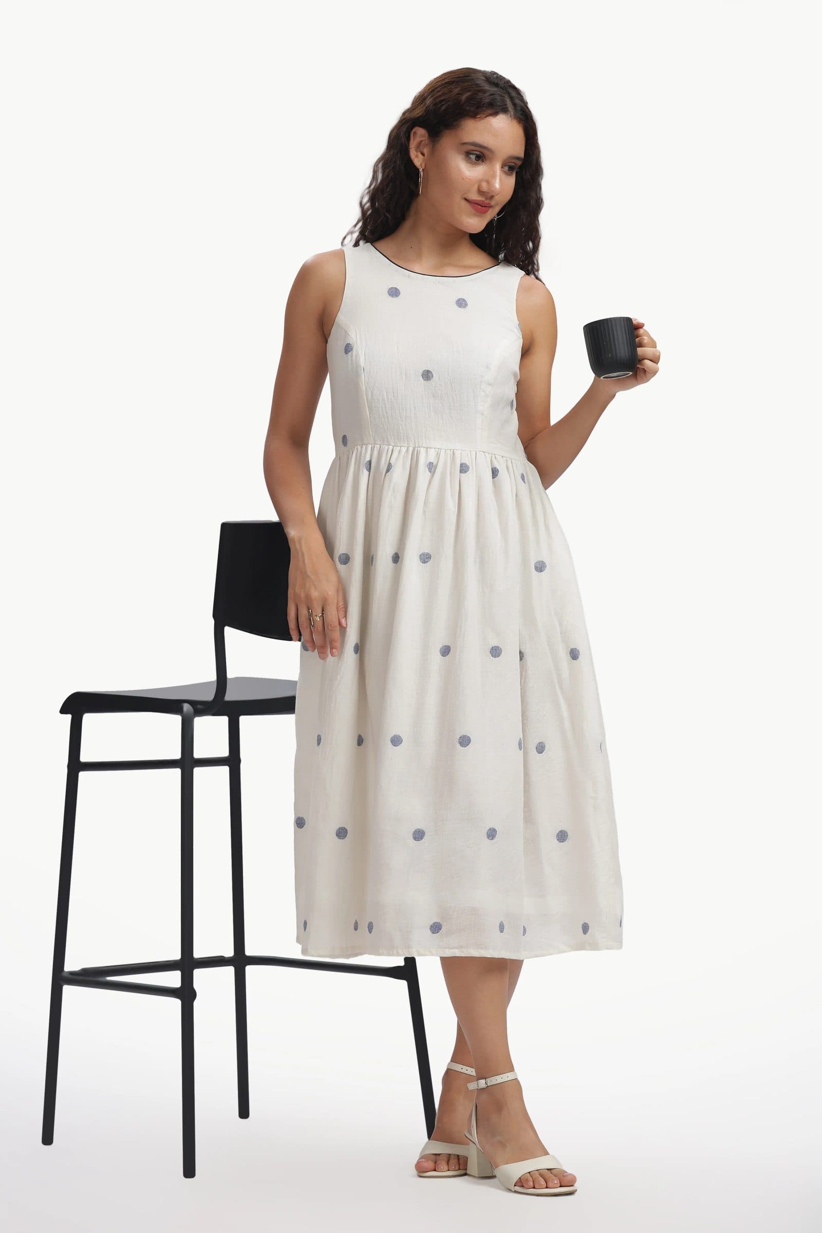 White Cotton Mul Jamdani Shubra Dress For Women image 3