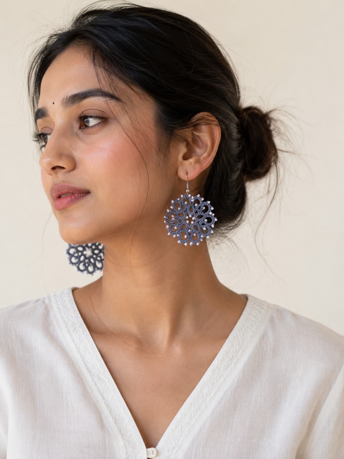 Smoky Halo Earrings image 2