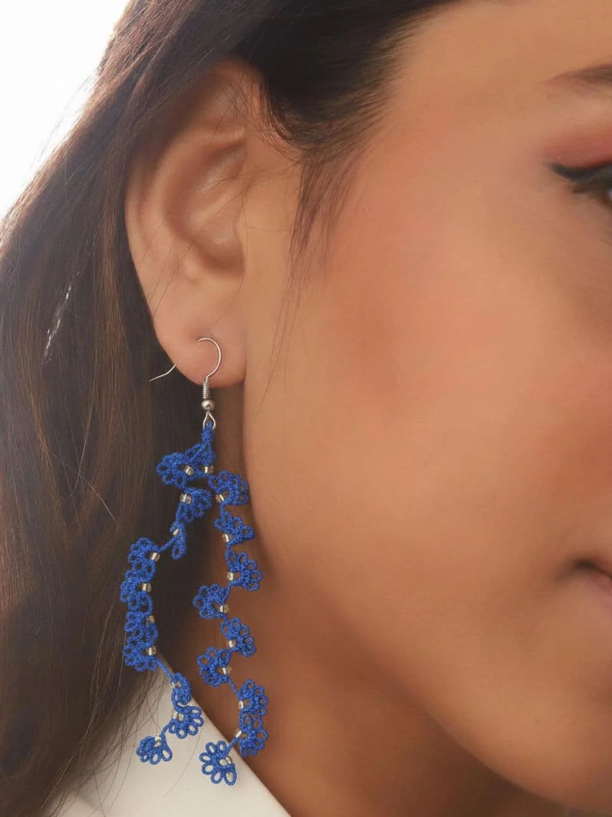 Navy Vine Trail Earrings hover