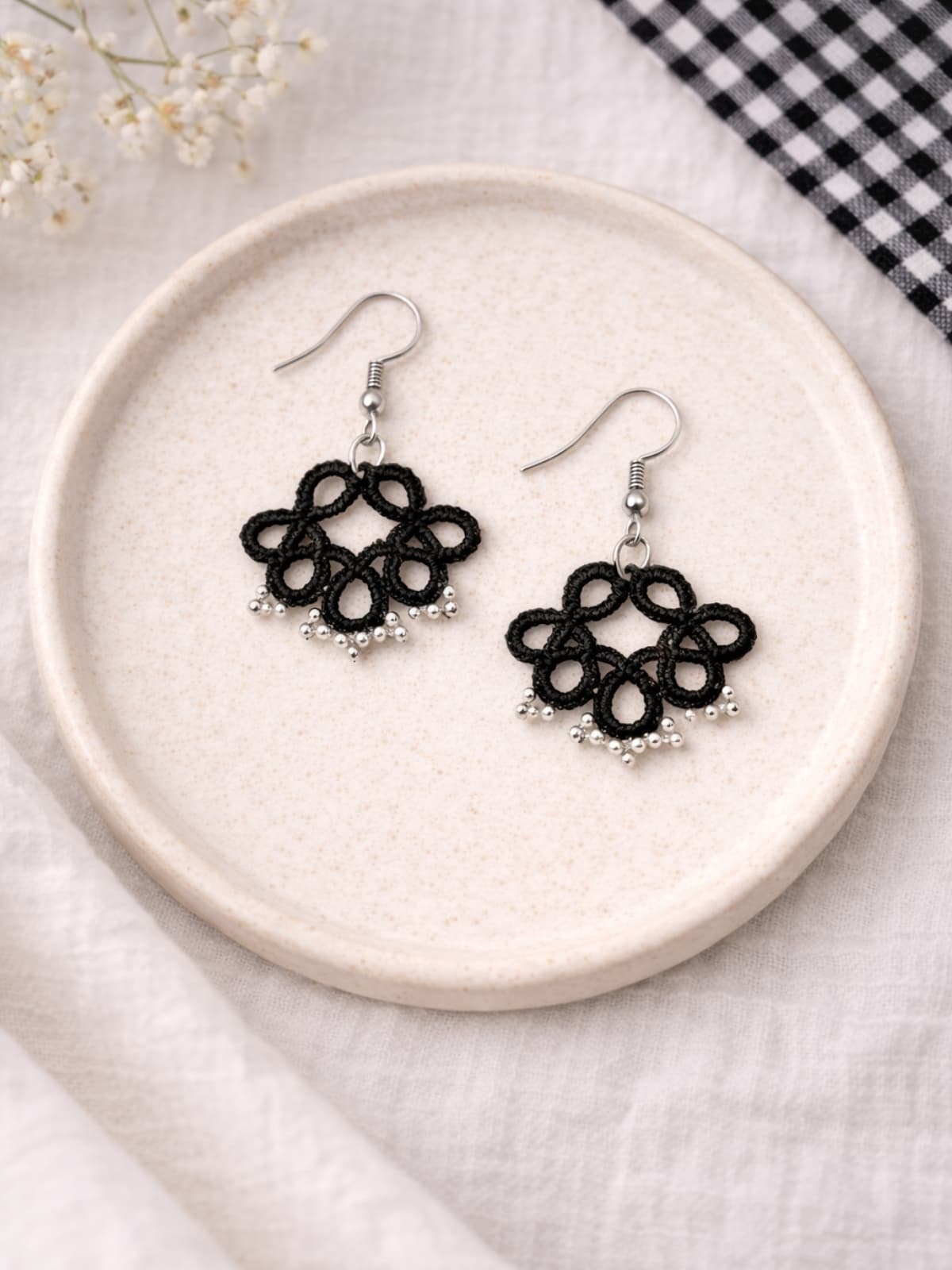 Noir Petal Earrings hover