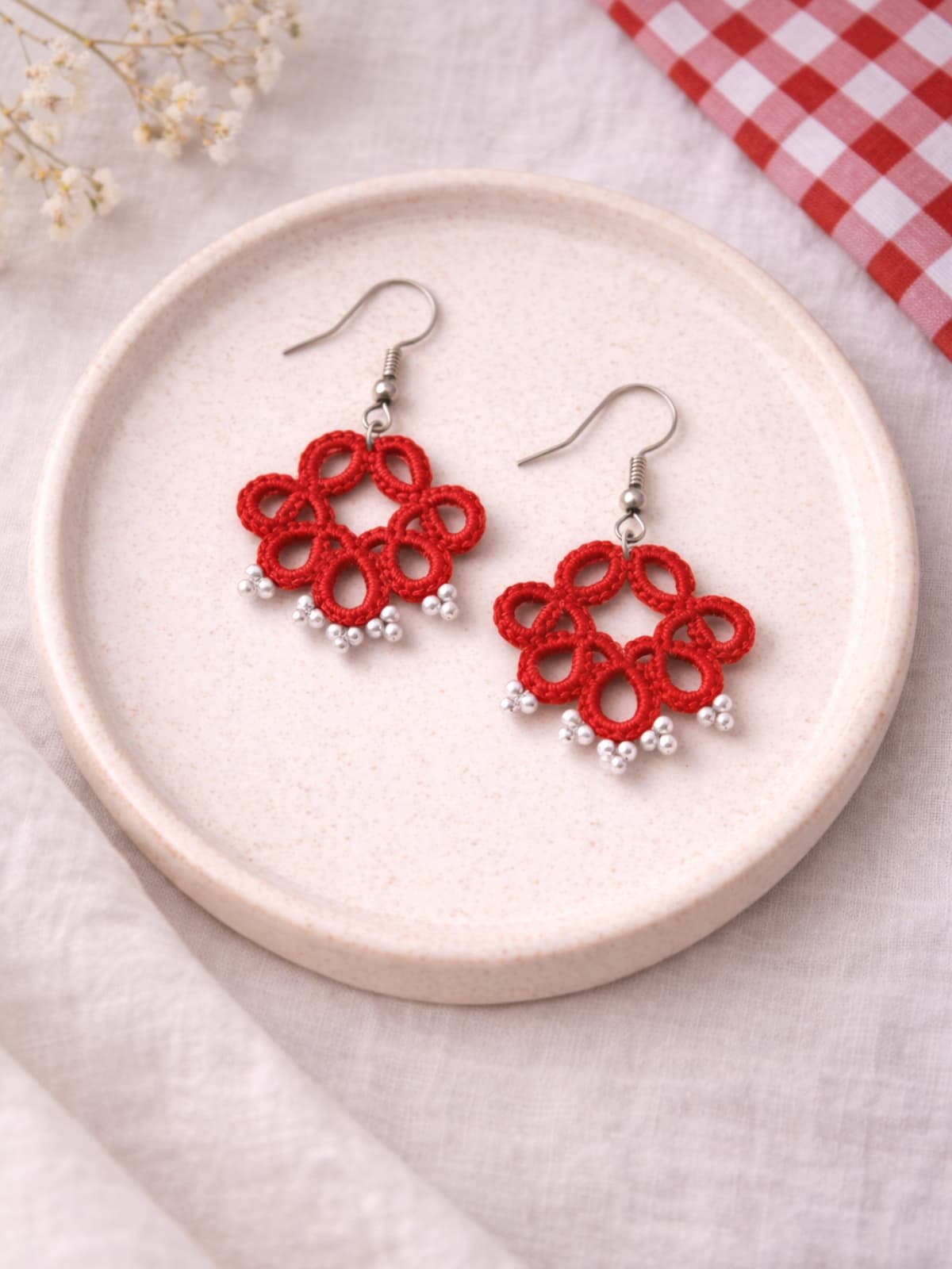 Crimson Dots Earrings hover