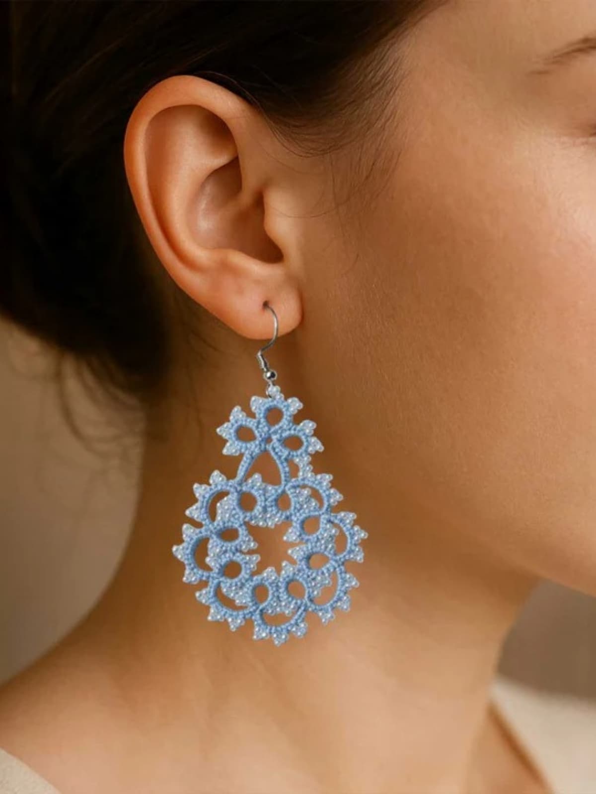 Icy Petal Cascade Earrings image 2