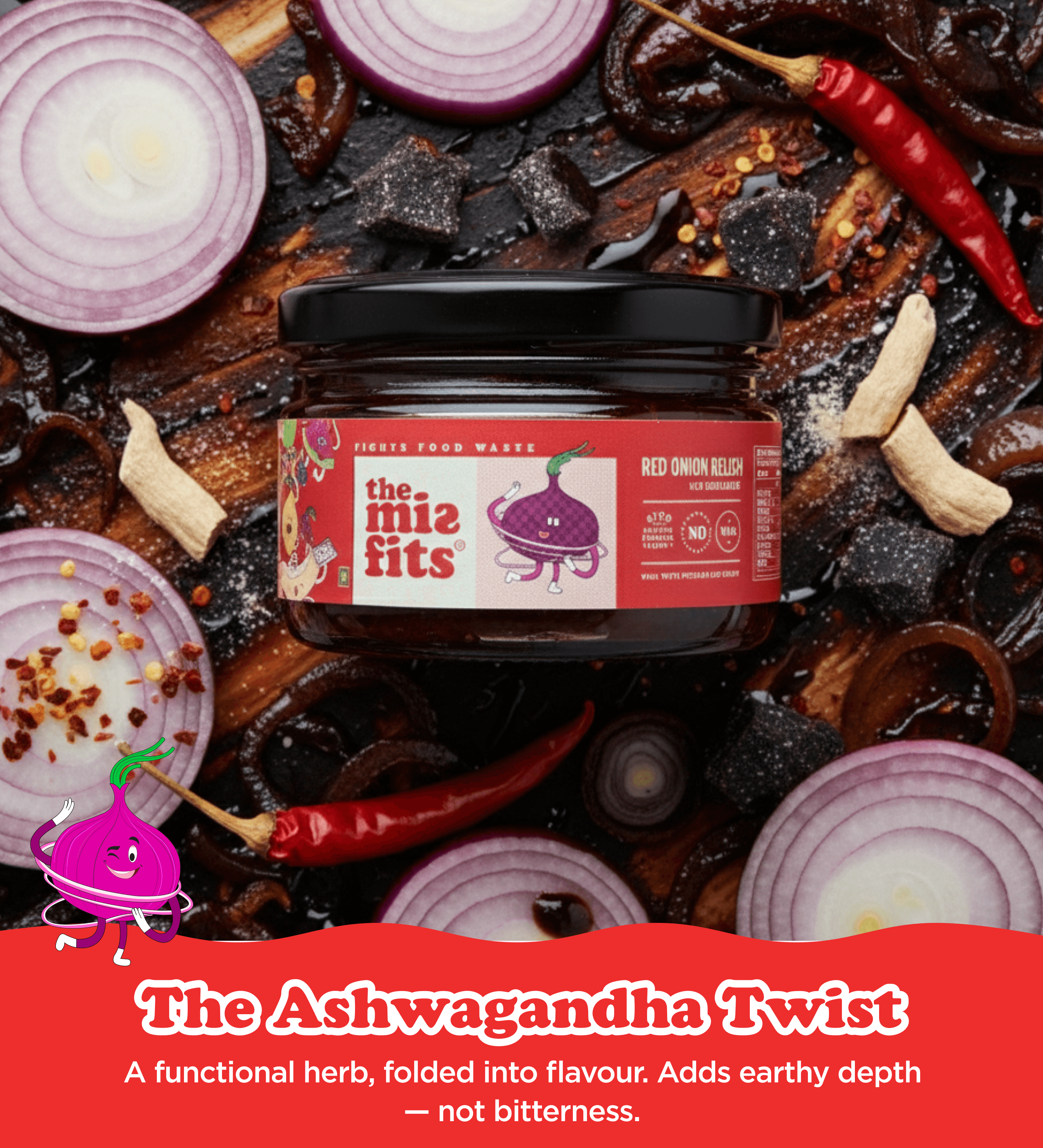 The Misfits Red Onion Relish with Ashwagandha (190 grams) image 3