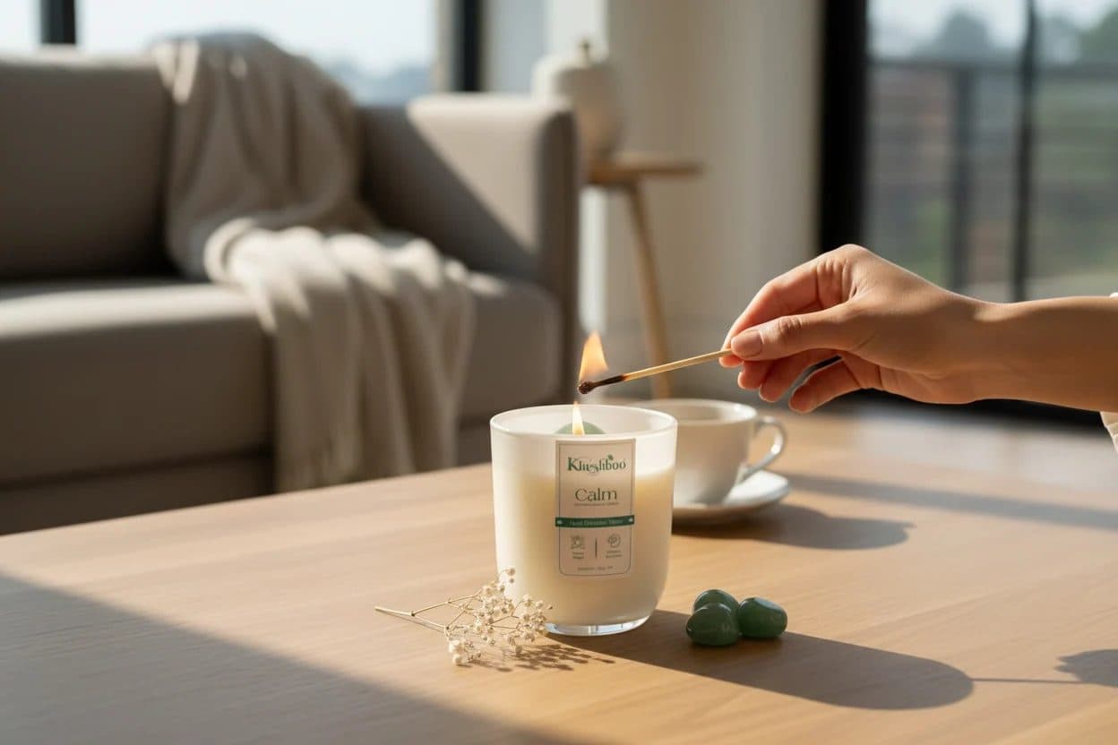 Calm Crystal Candle with Aqua Obsidian Stone 200g image 3