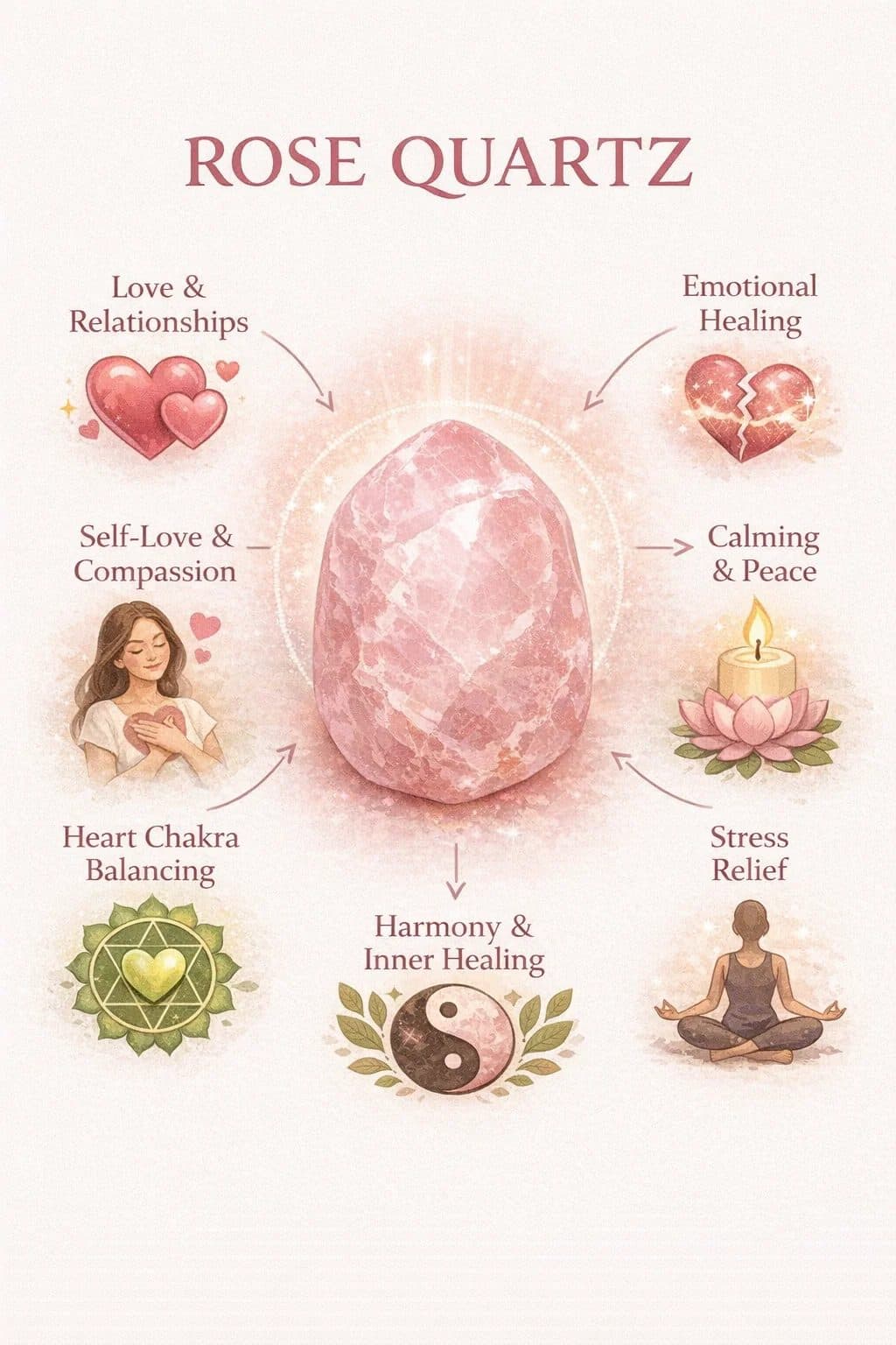 Love Crystal Candle with Rose Quartz Stone 200g image 2